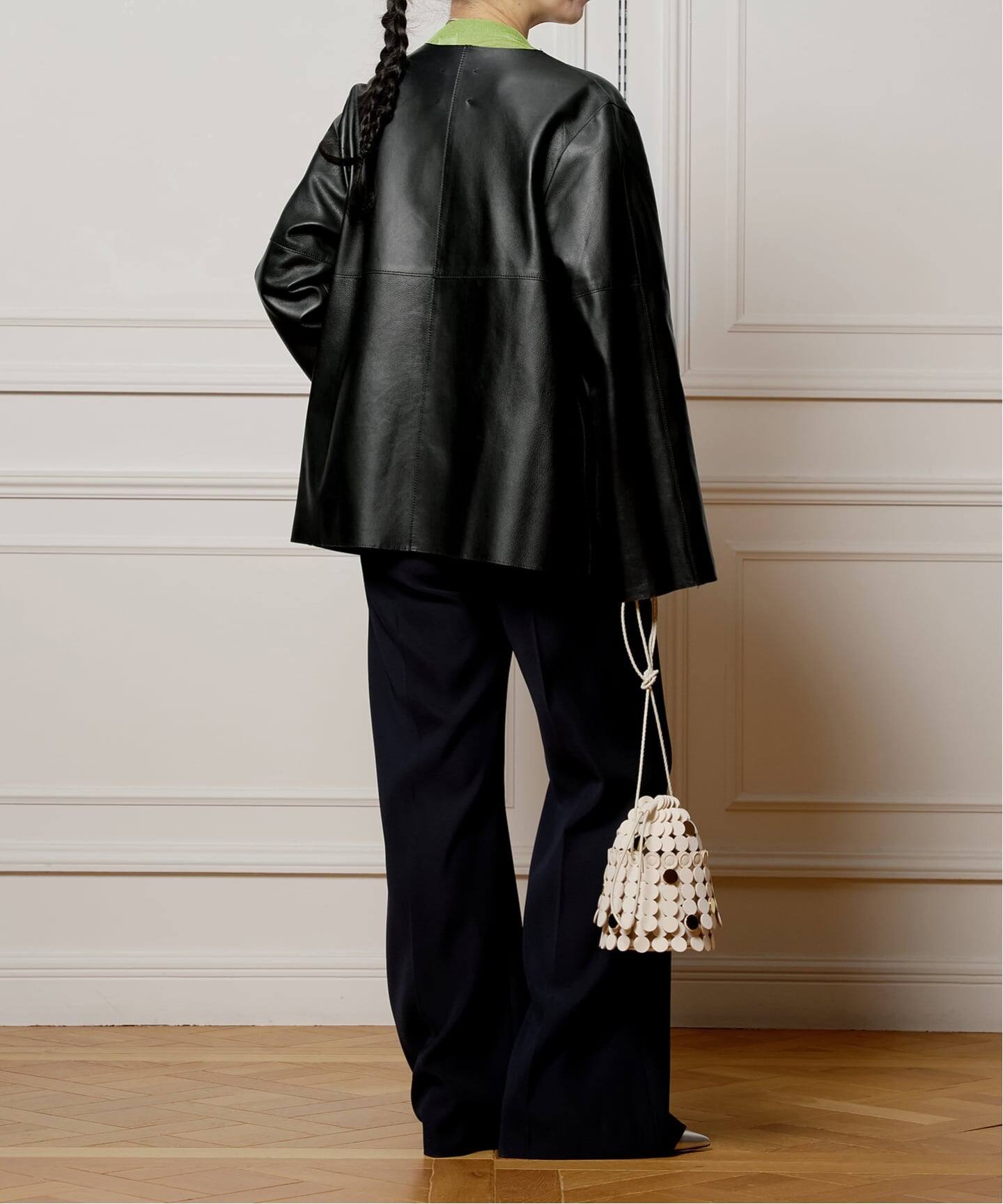 追加予約》IENA LA BOUCLE SHEEPレザージャケット（ノーカラー