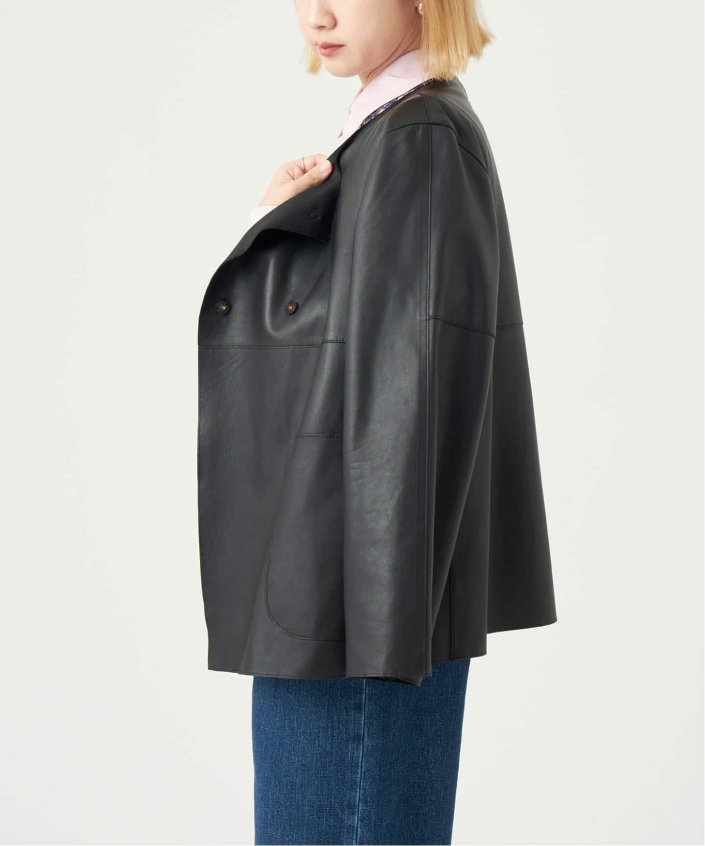 追加予約》IENA LA BOUCLE SHEEPレザージャケット（ノーカラー