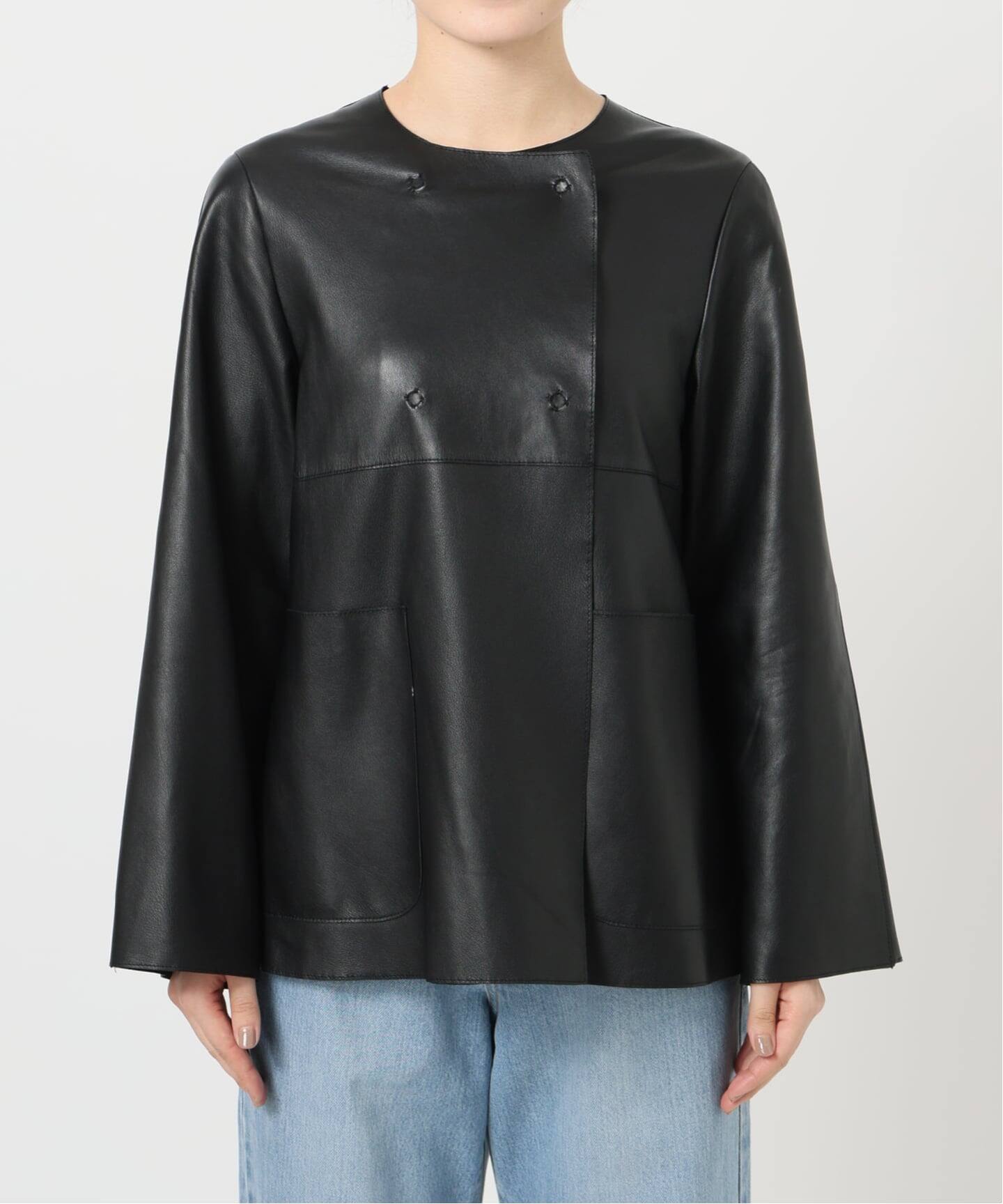 追加予約》IENA LA BOUCLE SHEEPレザージャケット（ノーカラー