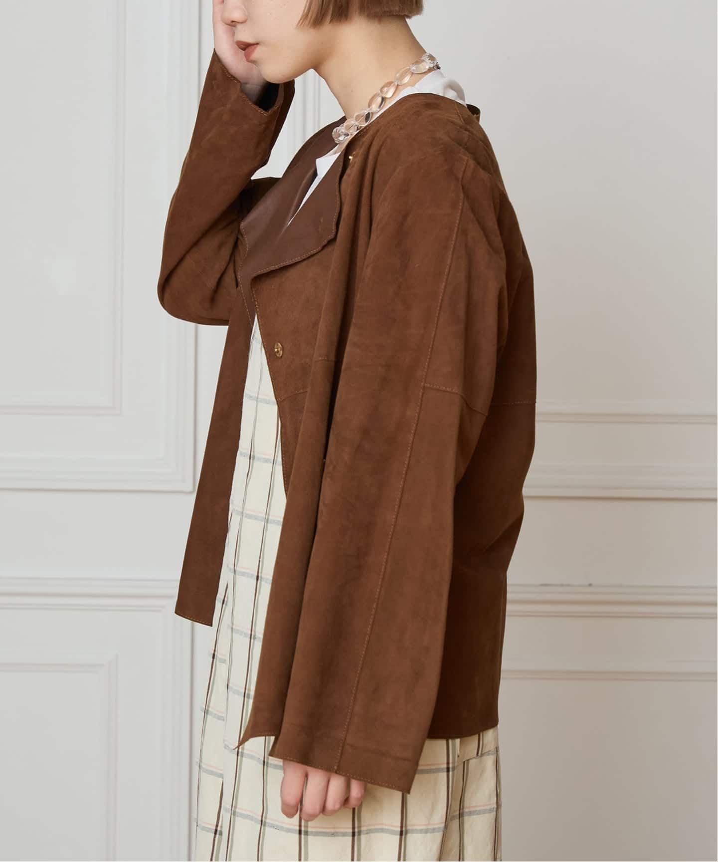 IENA LA BOUCLE GOAT SUEDE ジャケット（ノーカラージャケット）｜IENA