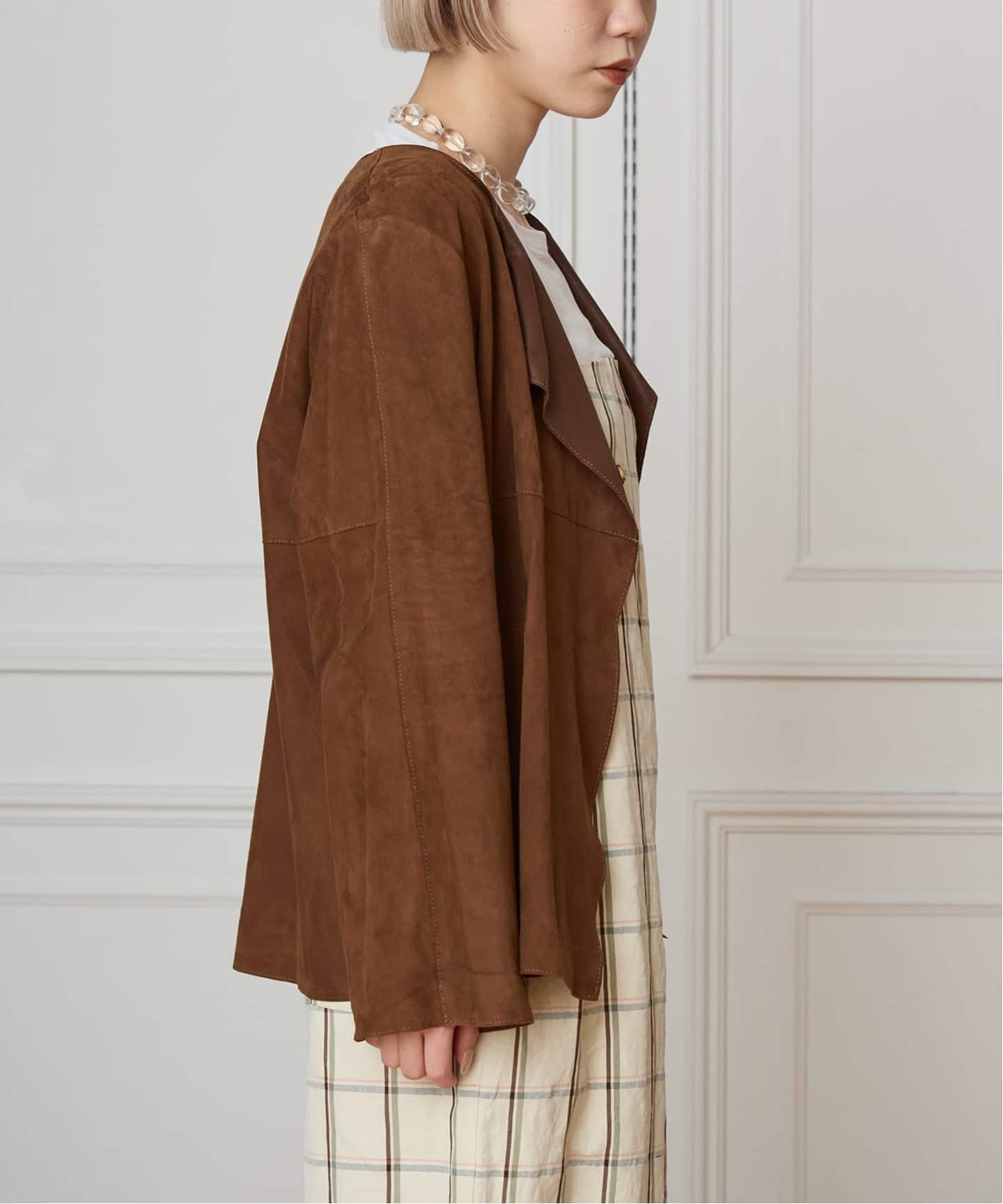 予約》IENA LA BOUCLE GOAT SUEDE ジャケット（ノーカラージャケット