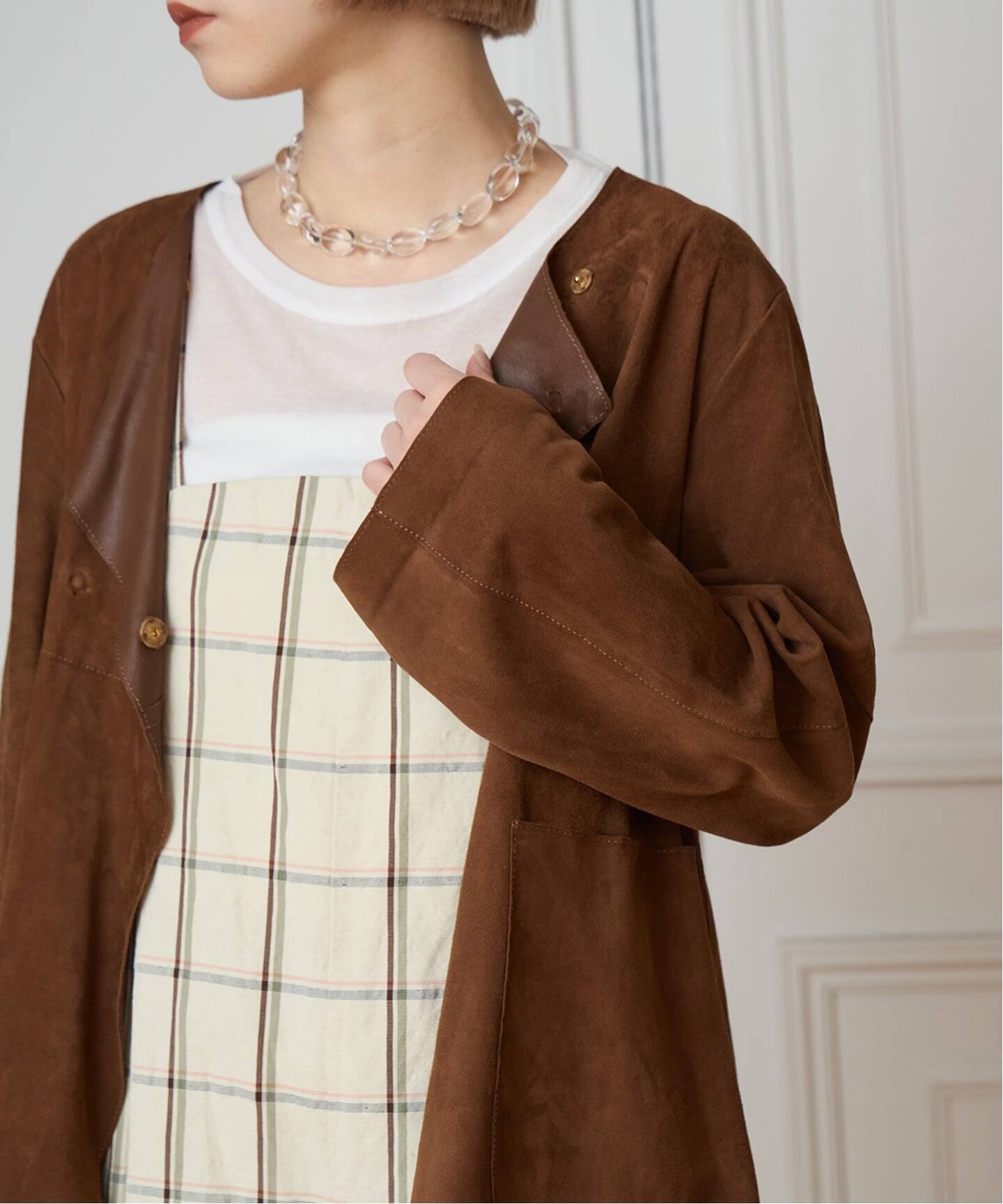 IENA LA BOUCLE GOAT SUEDE ジャケット（ノーカラージャケット）｜IENA