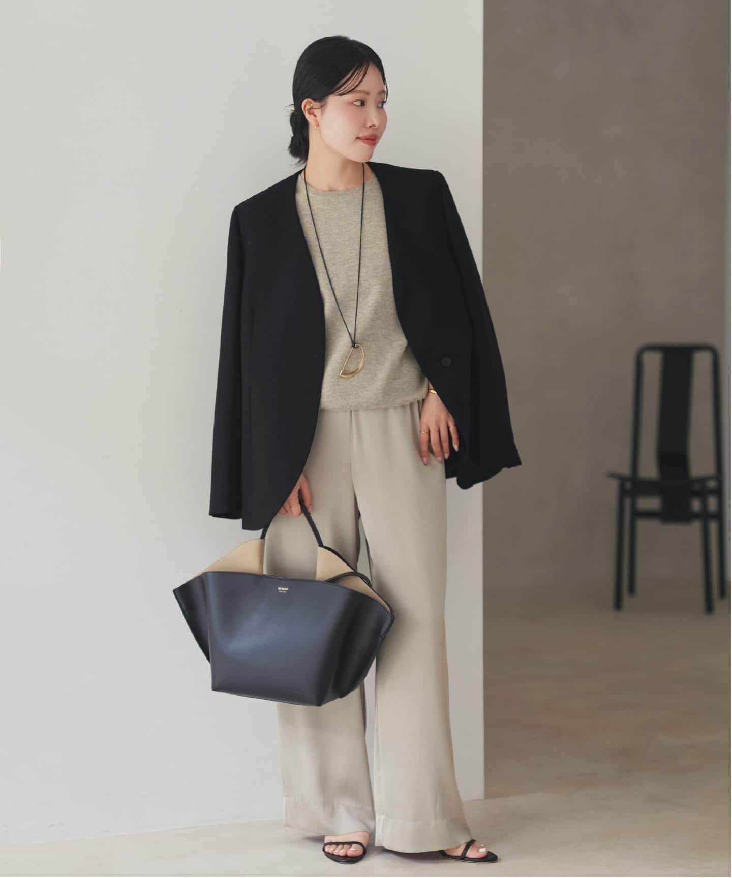 プラージュ　Plage ブラック ノーカラージャケット サイズ36 ベイクルーズ 予約》Collarless ジャケット（ノーカラージャケット）｜Plage