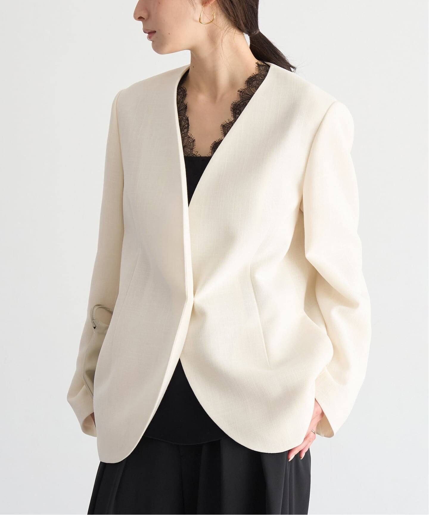 予約》Collarless ジャケット（ノーカラージャケット）｜Plage