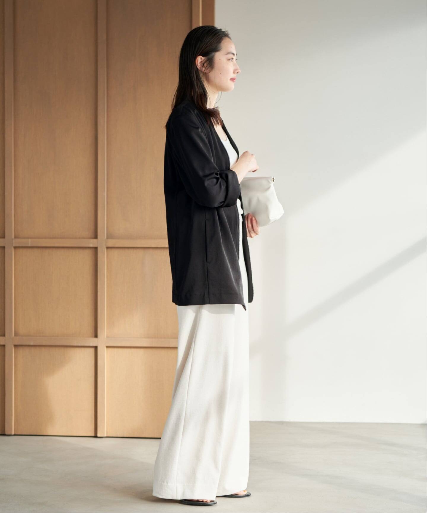 【4/12まで】Plage nallow collar ジャケット ブラック Light nocollar ジャケット（ノーカラージャケット）｜Plage
