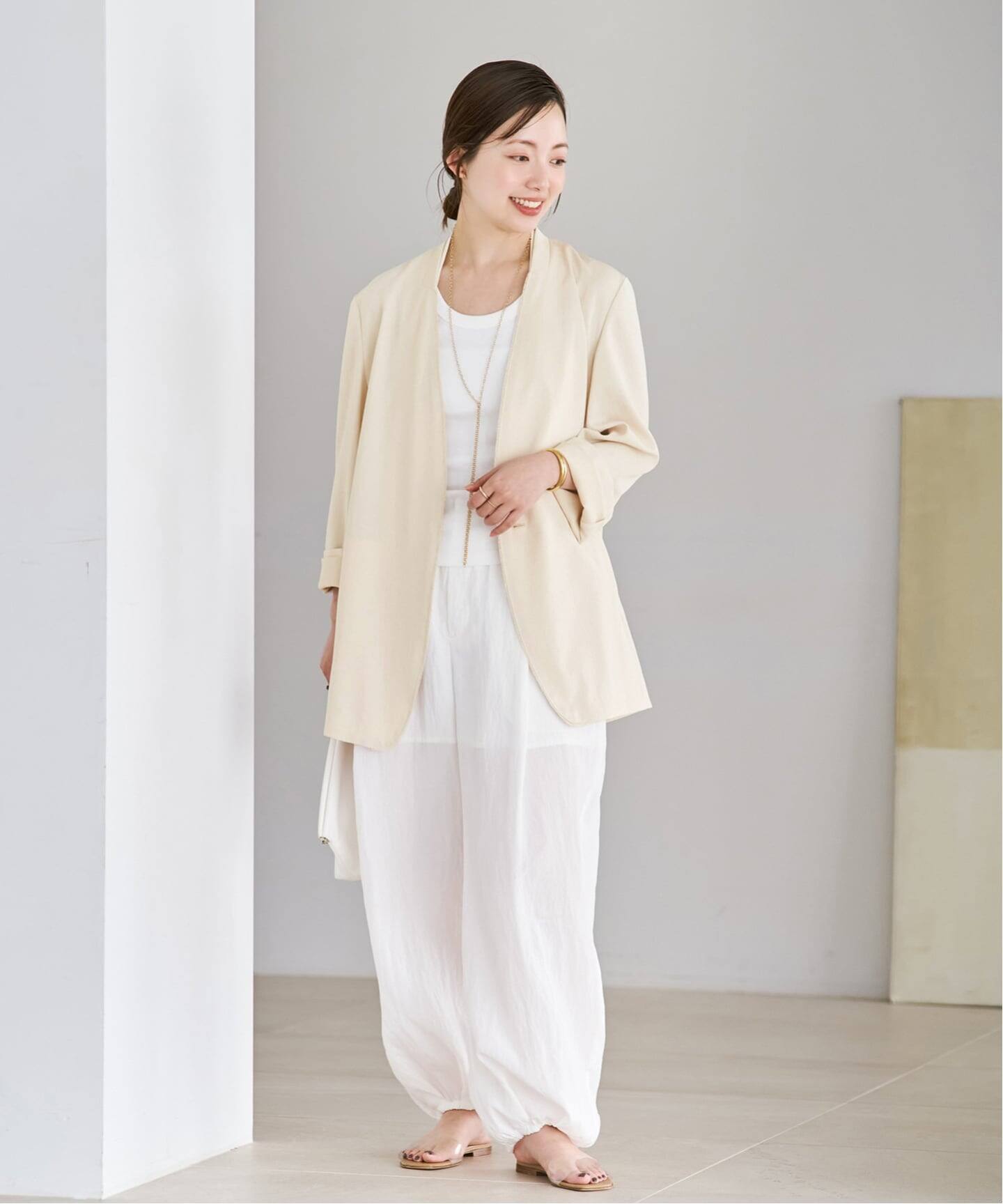【4/12まで】Plage nallow collar ジャケット ブラック セール】Collarless Big ジャケット（ノーカラージャケット）｜Plage