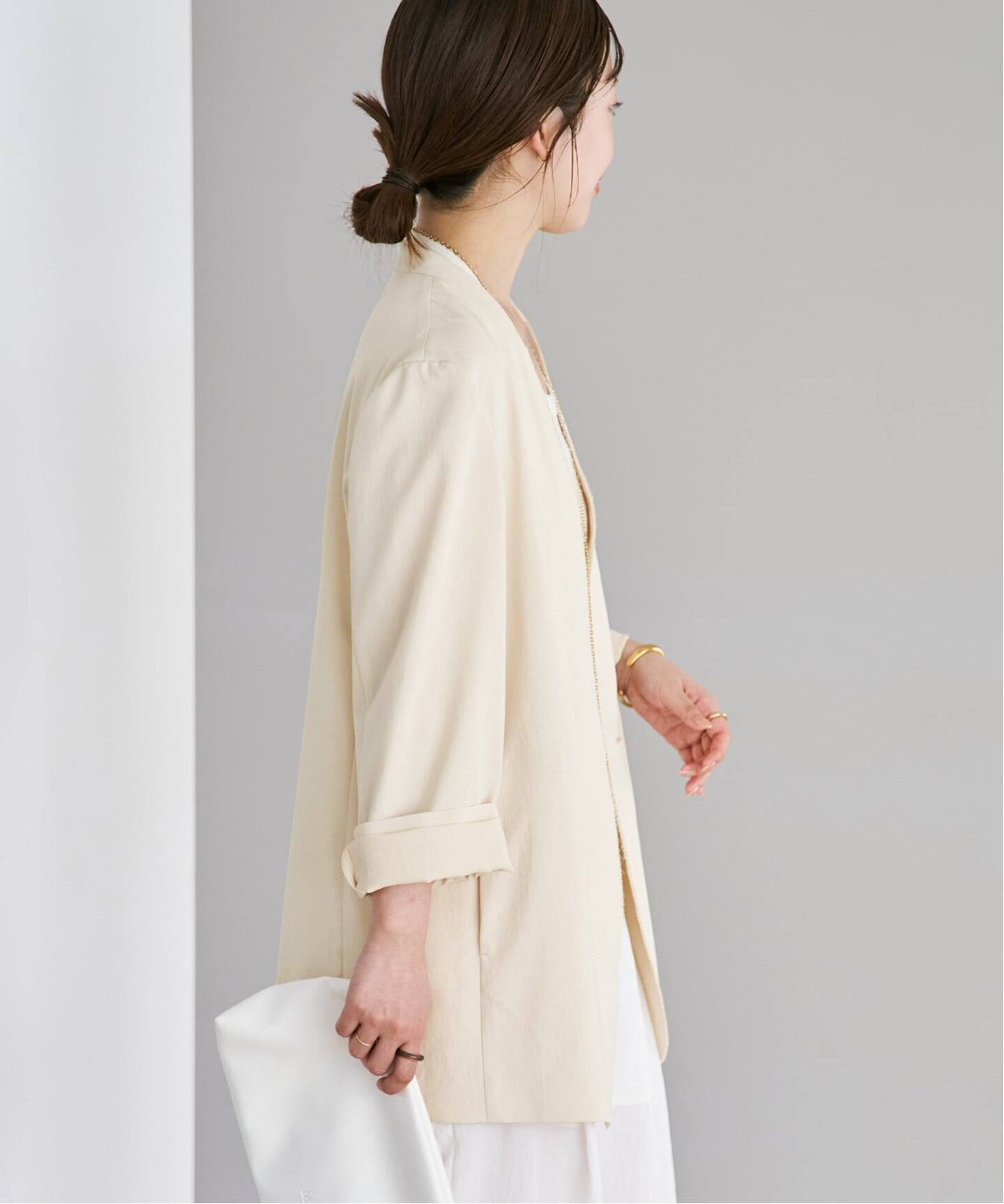 【4/12まで】Plage nallow collar ジャケット ブラック Light nocollar ジャケット（ノーカラージャケット）｜Plage