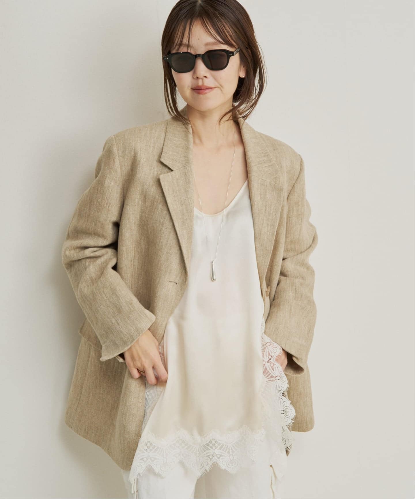 plage プラージュ R’IAM 麻混テーラードジャケット R'IAM PLAIN ジャケット（テーラードジャケット）｜Plage（プラージュ