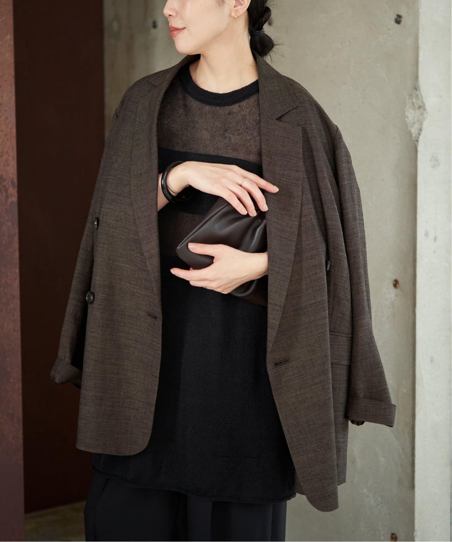 【極美品】Plage RIAM AIR ジャケット 24ss リネン ダブル 黒 plage（プラージュ）の「【R'IAM】 AIR ジャケット（その他アウター