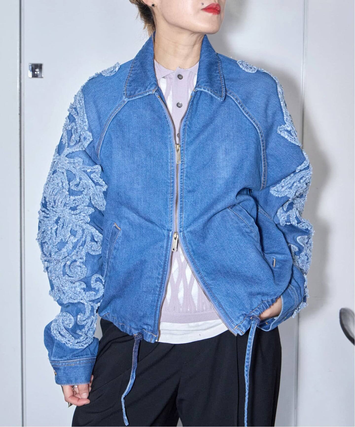 TAAKK SCULPTURAL EMBROIDERY DENIMBLOUSON TA26SS-BL030：デニム