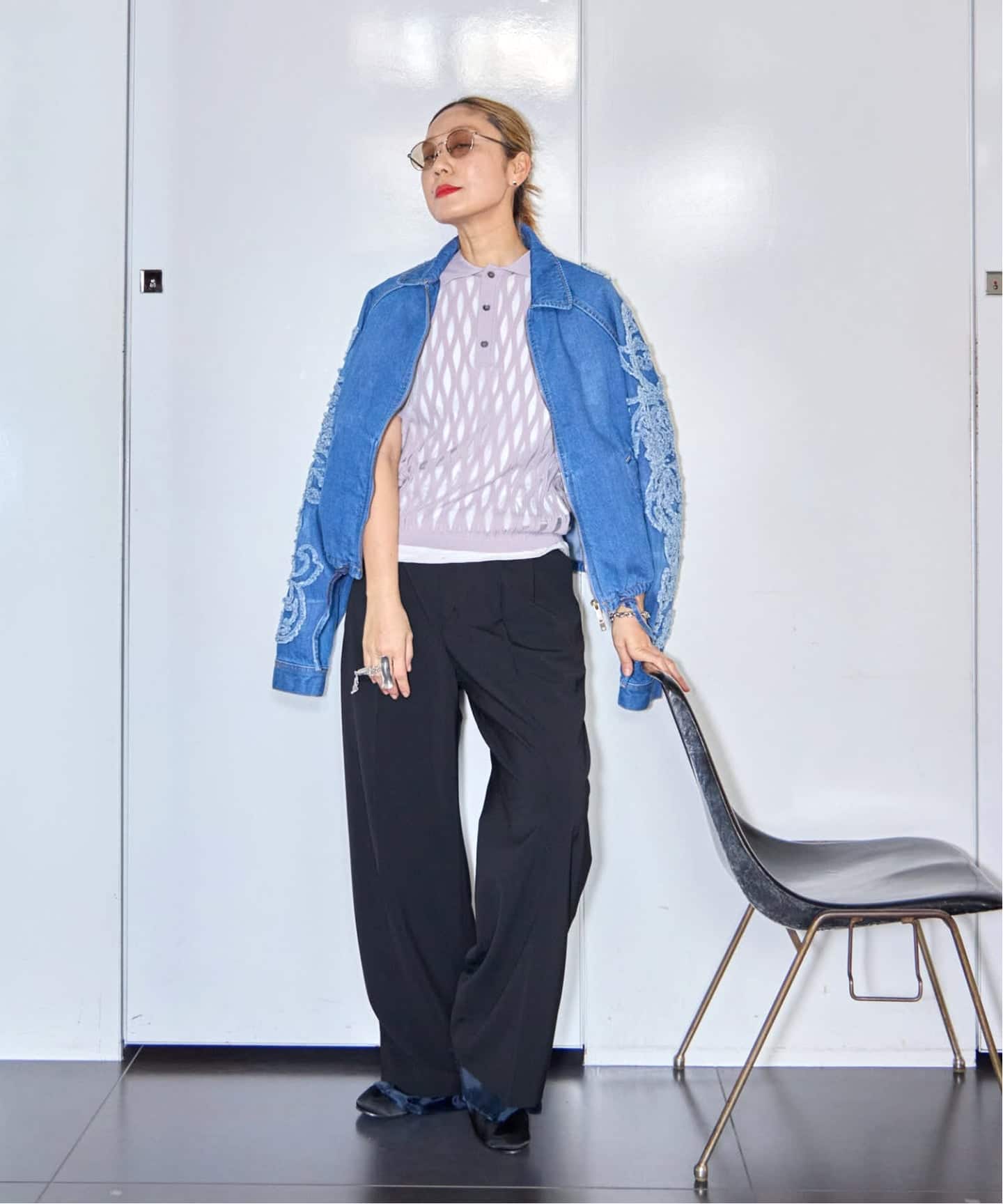 TAAKK SCULPTURAL EMBROIDERY DENIMBLOUSON TA26SS-BL030：デニム