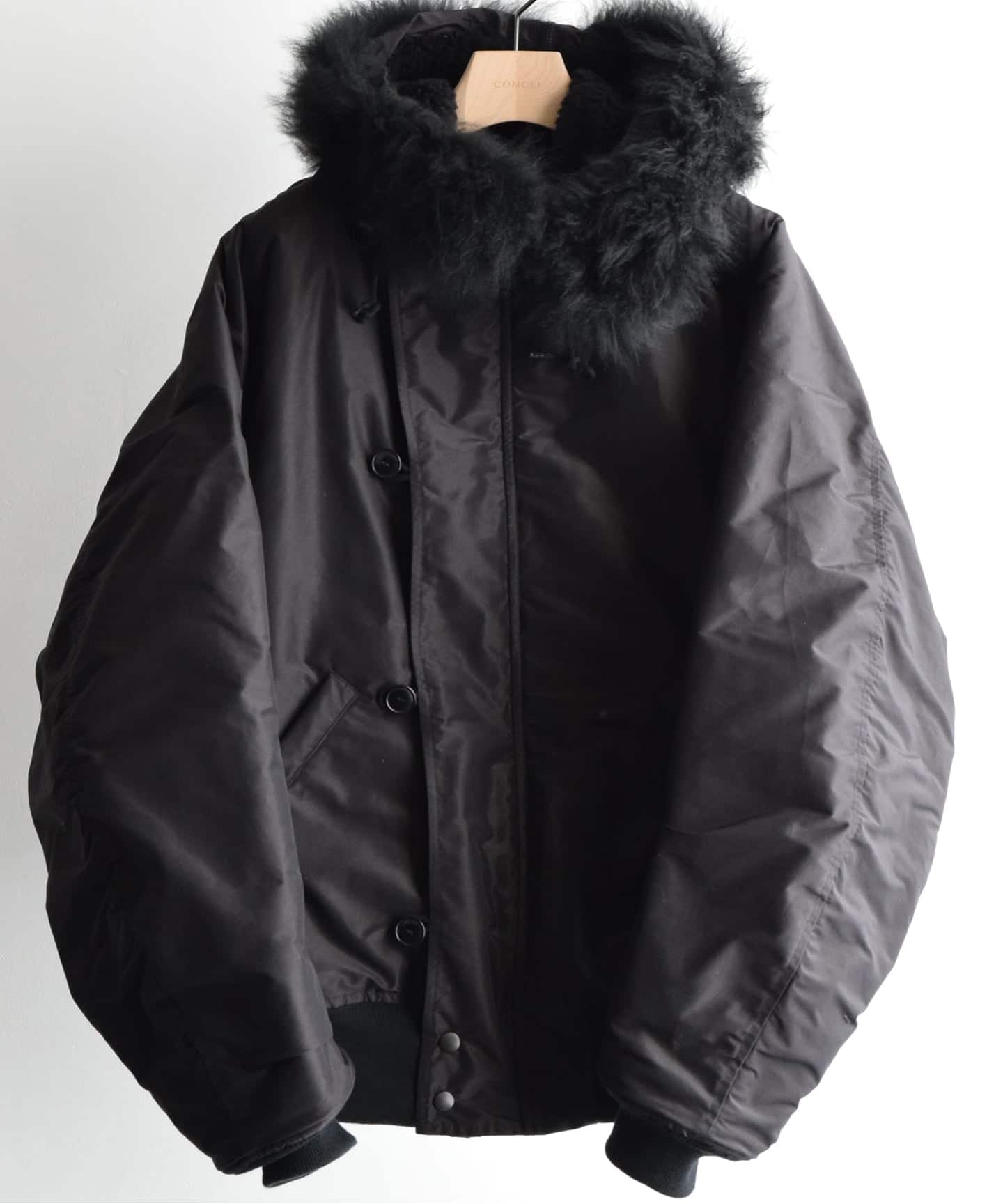 COMOLI / コモリ】コットンシルク ミリタリーフーデッドジャケット