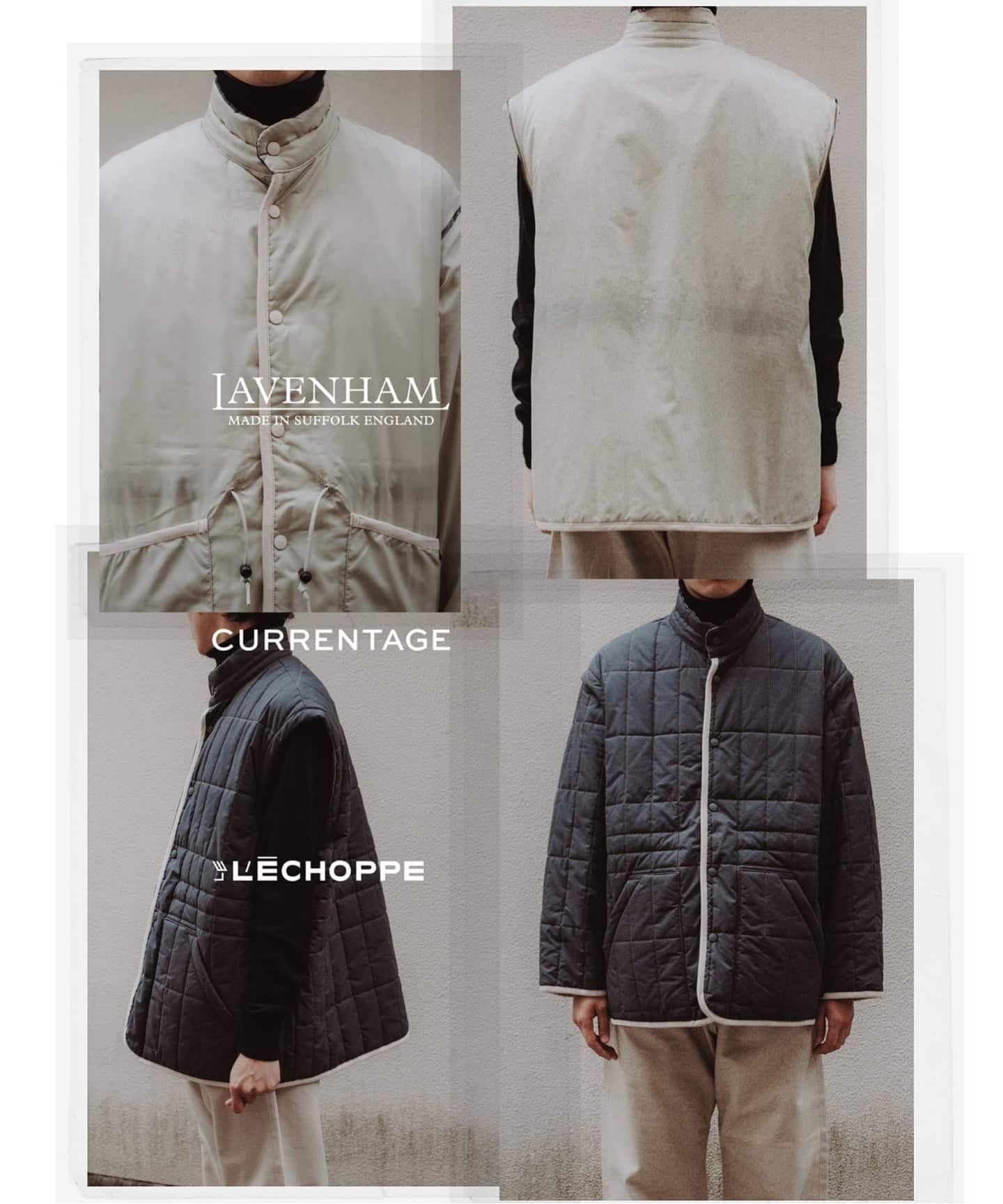 LAVENHAM×CURRENTAGE別注 REVERSIBLE JKT（中綿・キルティング）｜L