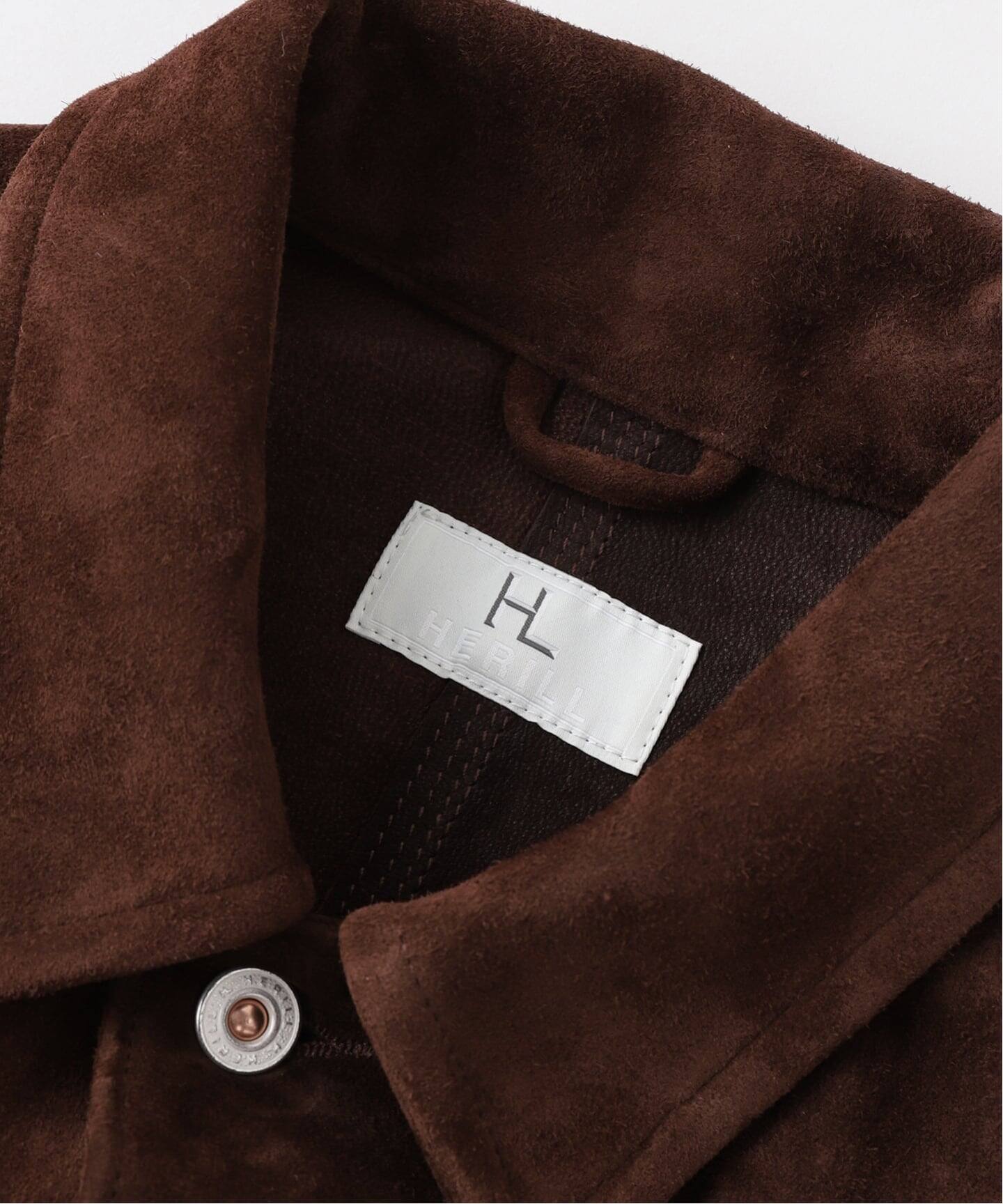 HERILL/ヘリル】 Lambsuede Railroad ChoreJacket：レザージャケット