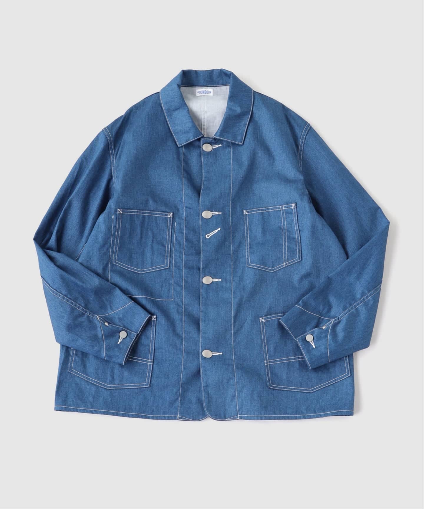 FOUNDOUR/ファウンダ】 PRINT DENIM COVERALL JACKET：デニム