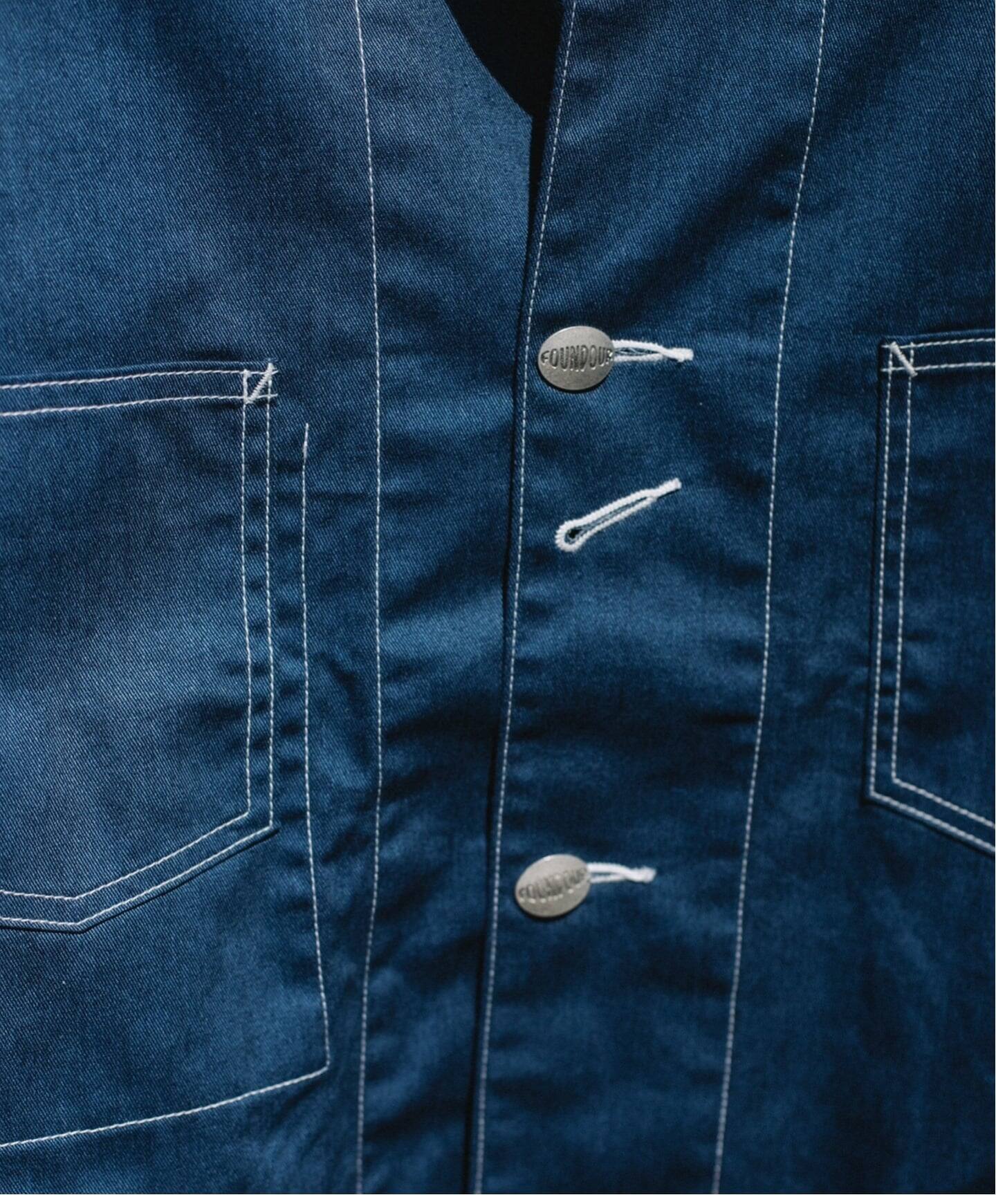 FOUNDOUR/ファウンダ】 PRINT DENIM COVERALL JACKET：デニム