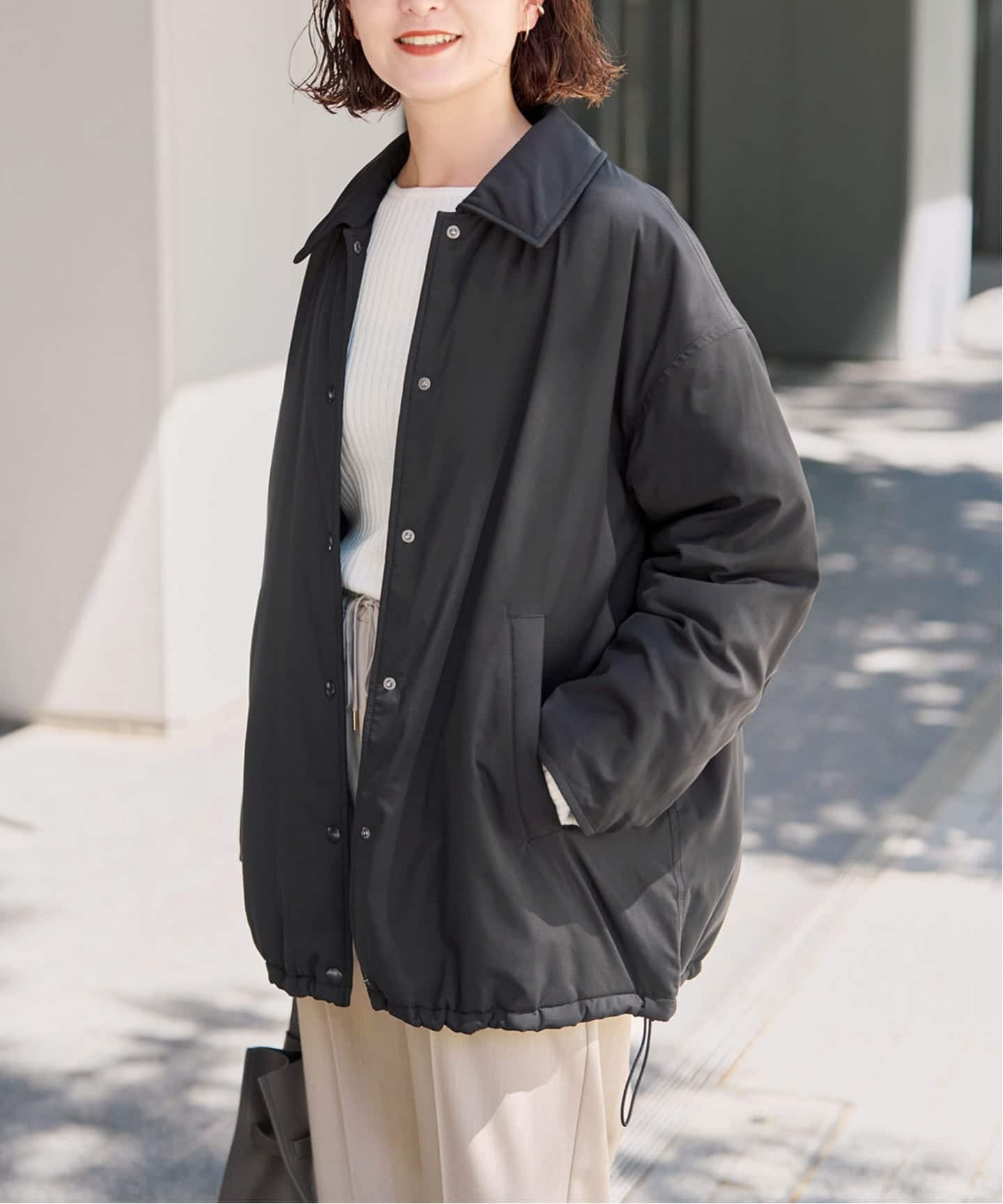 24年♡極美品✨スピックアンドスパン 撥水パディングコート ブラック 38 予約》撥水パディングブルゾン（その他ブルゾン／アウター）｜Spick