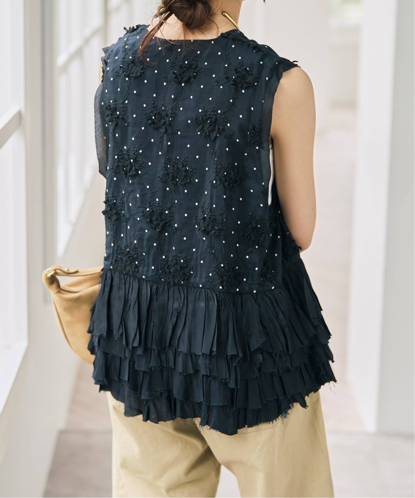 別注》crinkle crinkle crinkle Frill rayon shantung vest*（ベスト
