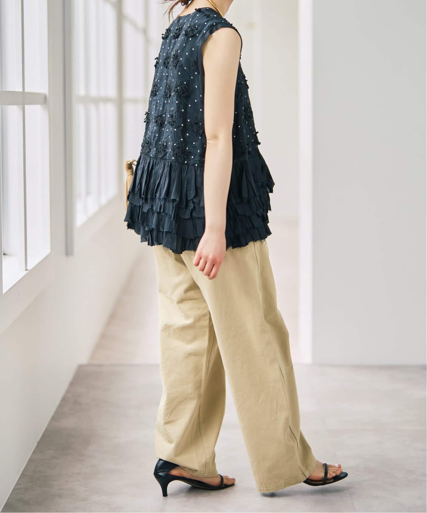 別注》crinkle crinkle crinkle Frill rayon shantung vest*（ベスト