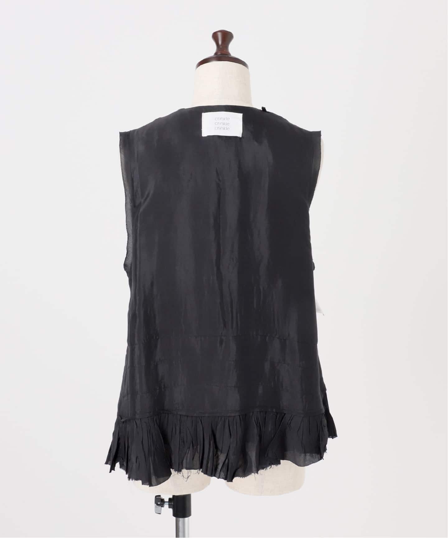 crinkle crinkle crinkle　フリルベスト　ブラック 別注》crinkle crinkle crinkle Frill rayon shantung vest*（ベスト