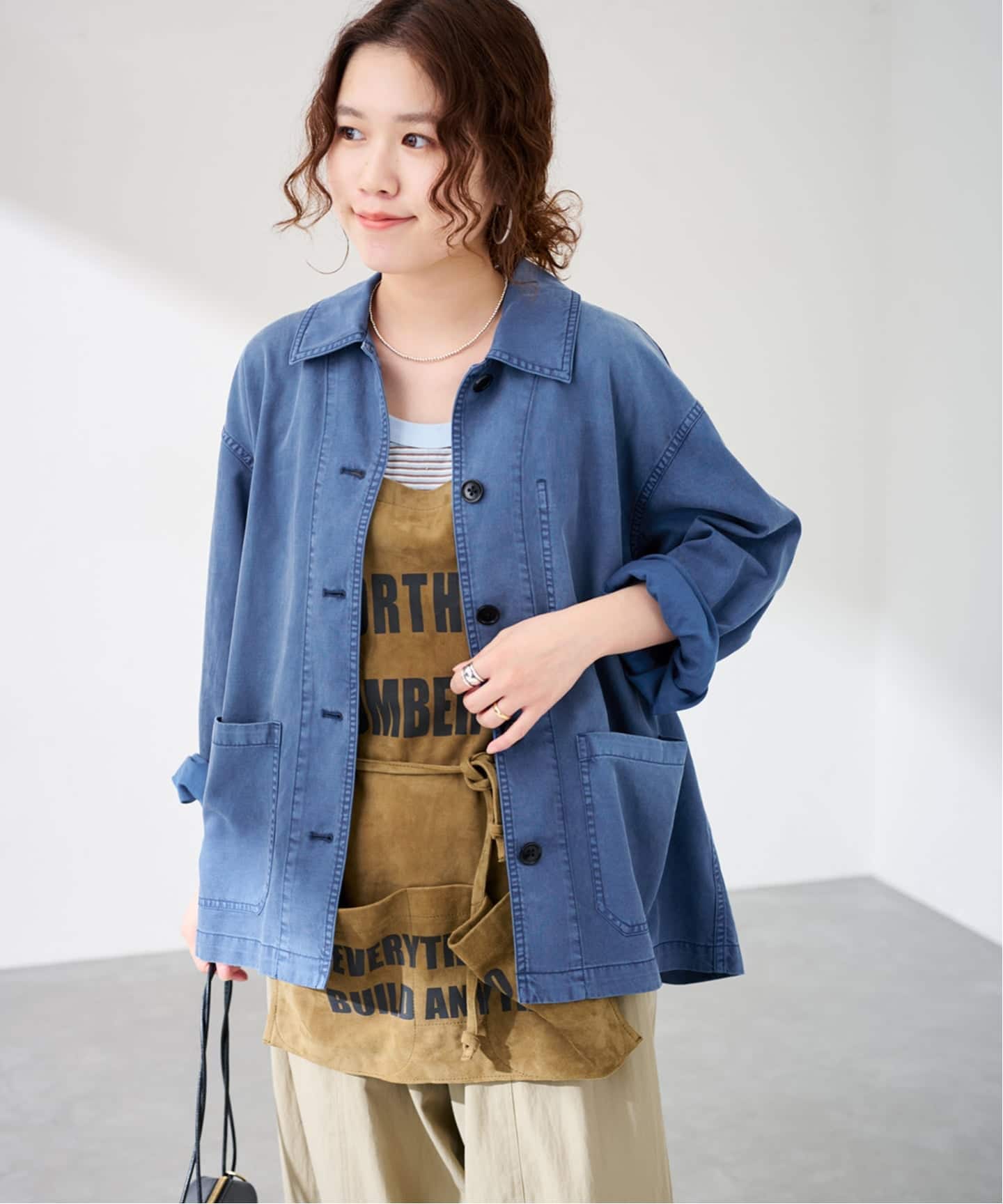 うさと服❣️ 藍染め、ストライプ カバーオール 染めから選ぶ,Indigo
