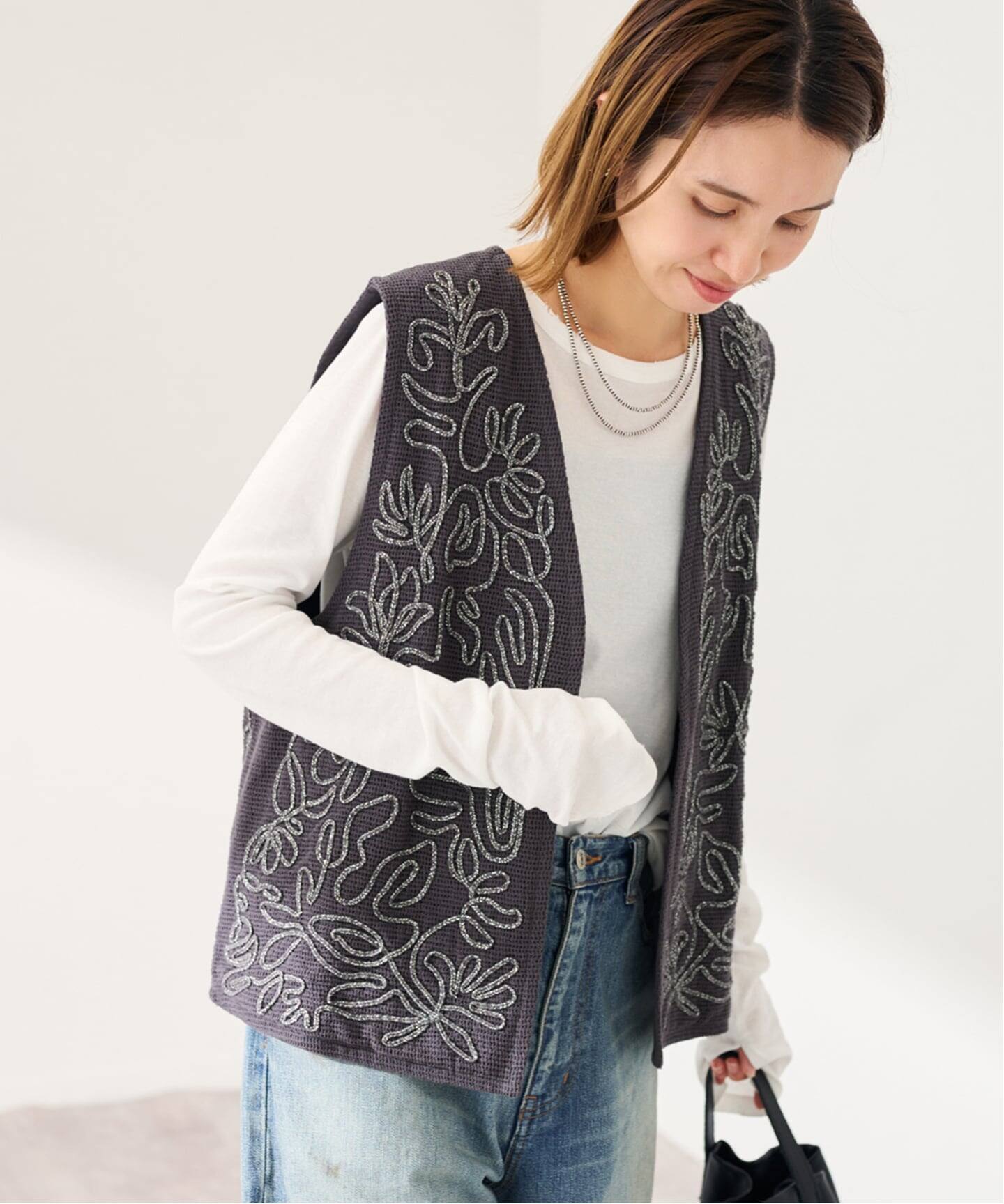 ≪予約≫メッシュエンブロイダリーベスト（ベスト）｜FRAMeWORK