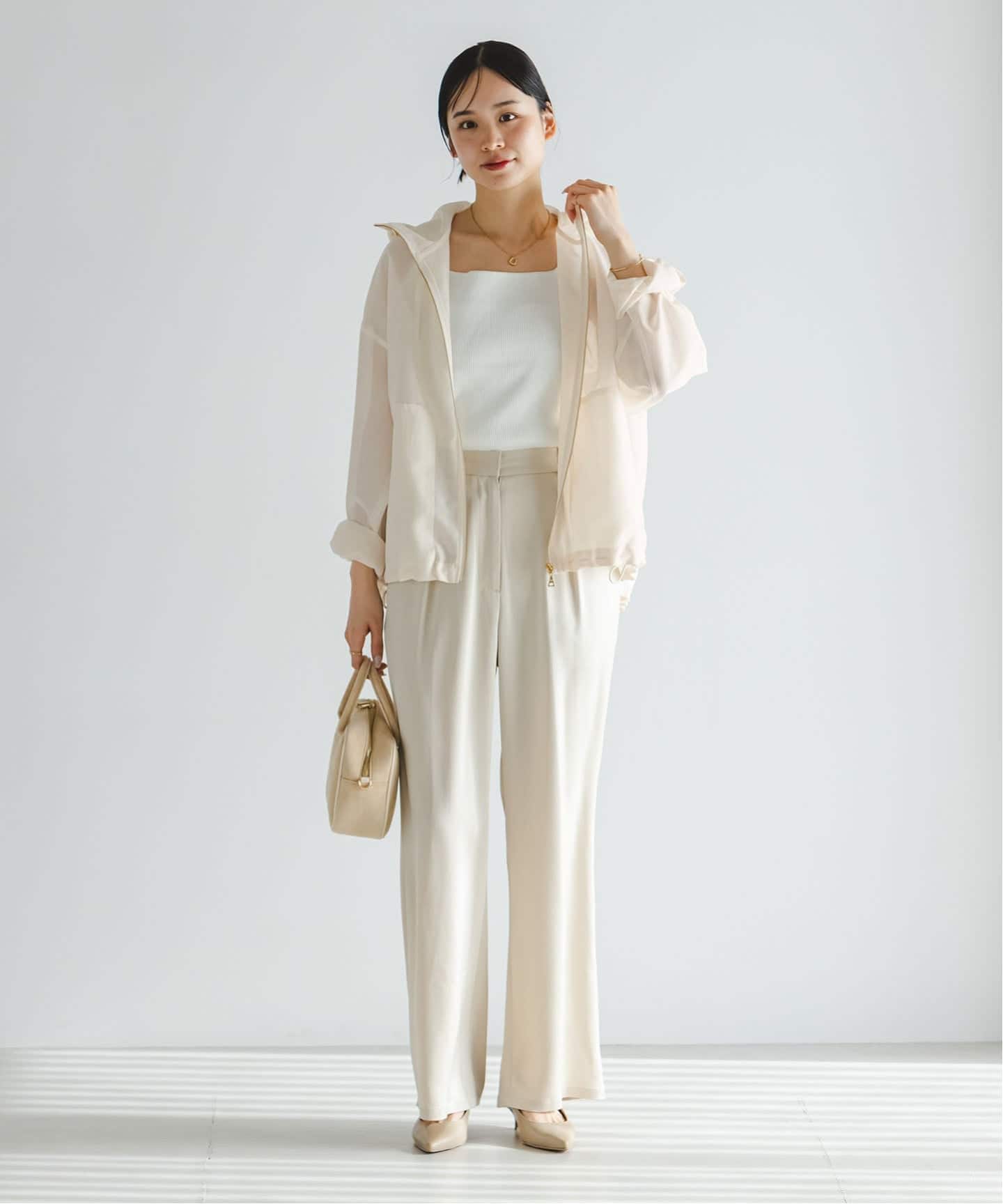 美品 Noble ミルキーシアーボリュームブルゾン ベージュ 36 WEB限定追加予約2》ミルキーシアーボリュームブルゾン（その他ブルゾン