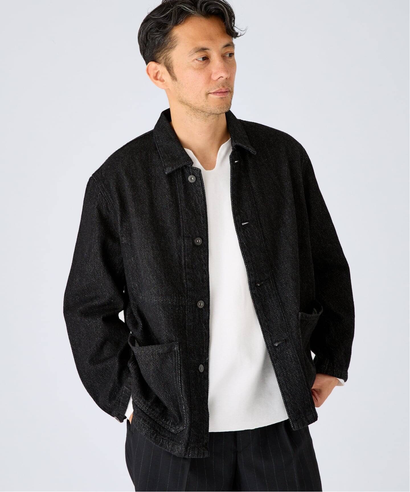 予約》ルーズ デニム ショート カバーオール（デニムジャケット