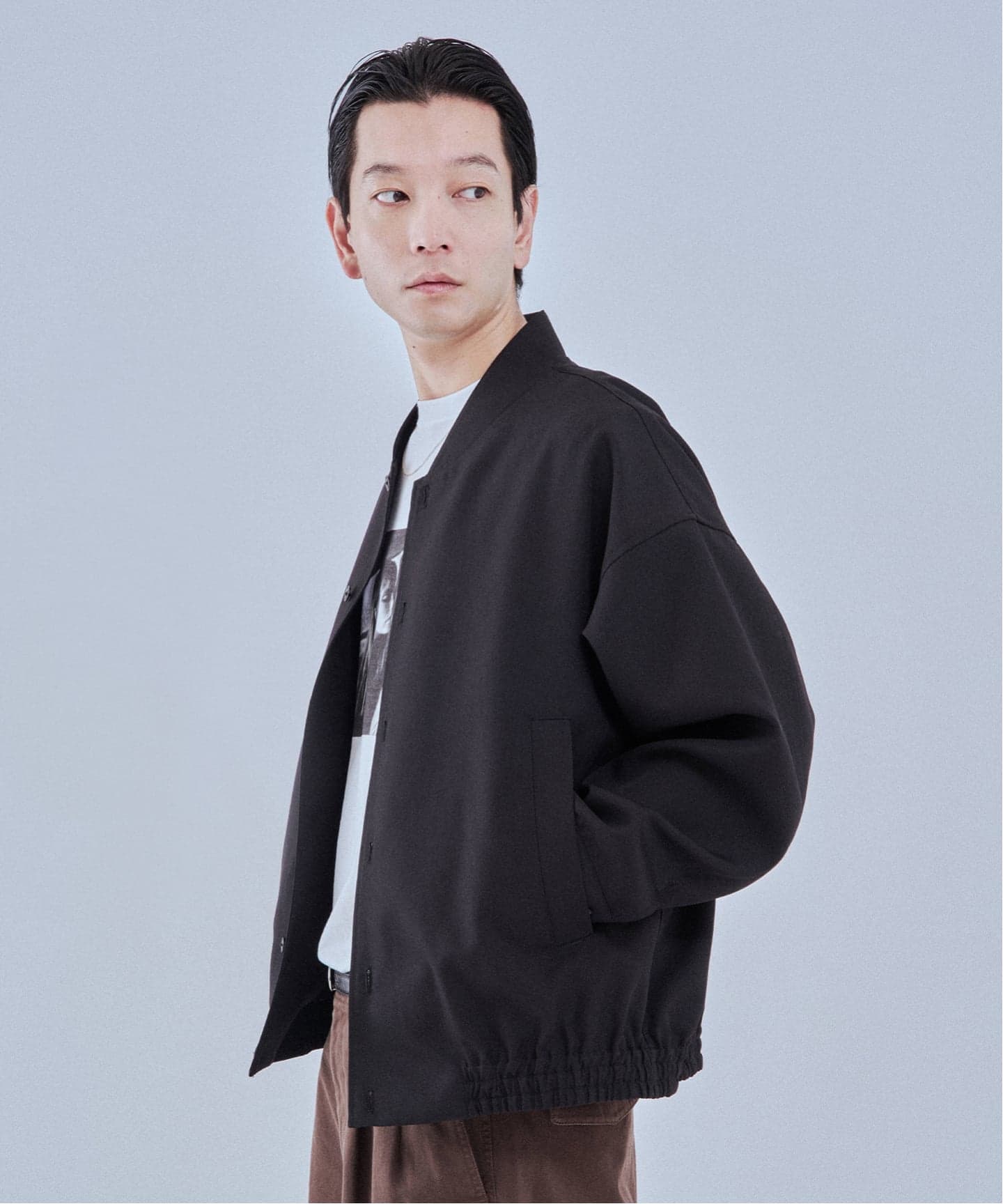 エンフォルド　胸元スリットウールギャバブルゾン ENFOLD(エンフォルド)】 22SS FINE WOOLギャバ スリットショート