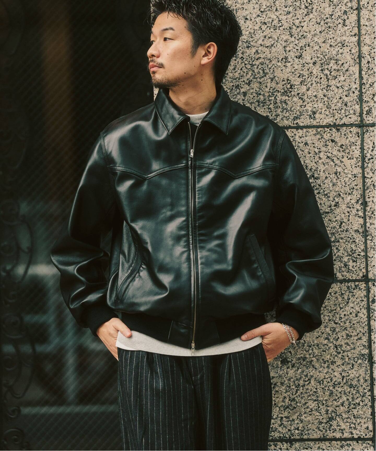 417 EDIFICE エディフィス シープレザー カーコート L 羊革 SHEEP LEATHER JACKET / シープレザージャケット（レザージャケット