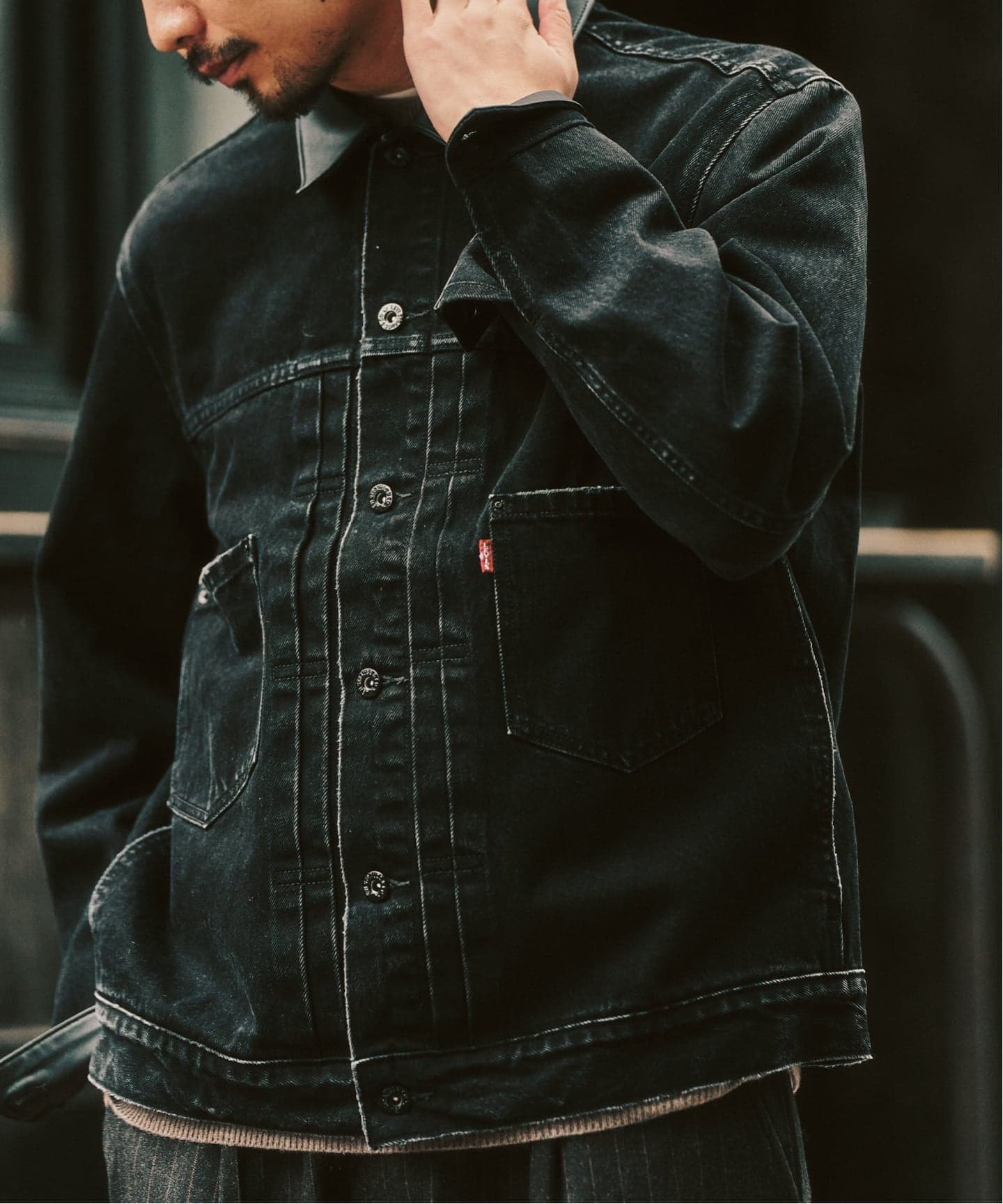 Levi's リーバイス ブラック デニムトラッカージャケット XL cboy リーバイス LEVI'S リラックスフィット トラッカージャケット ブラック