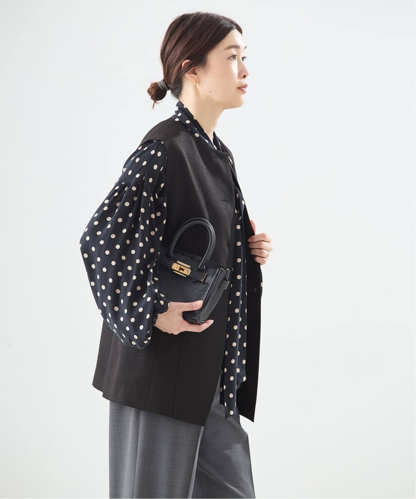 LESAGE ノーカラーベスト ネイビー　ジャーナルスタンダード 金子綾さん着用】リノオックス ノーカラーベスト（ベスト）｜JOURNAL