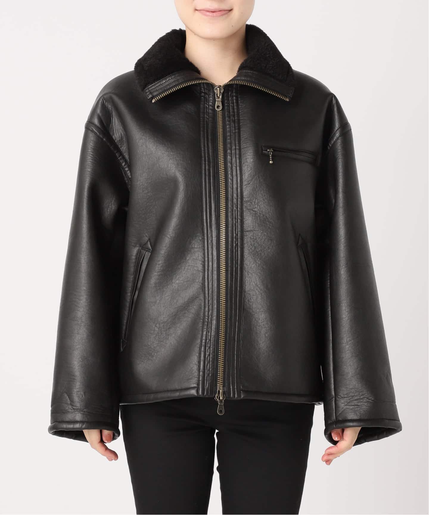 美品　ジャーナルスタンダード　フェイクレザー　ジャケット　ブルゾン　24AW WEB限定追加予約》フェイクレザーボアブルゾン（レザージャケット