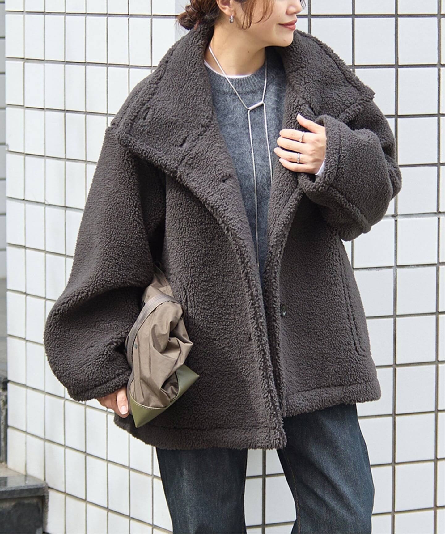 新色あり/追加予約》エコファーショートブルゾン（ボア・フリース 