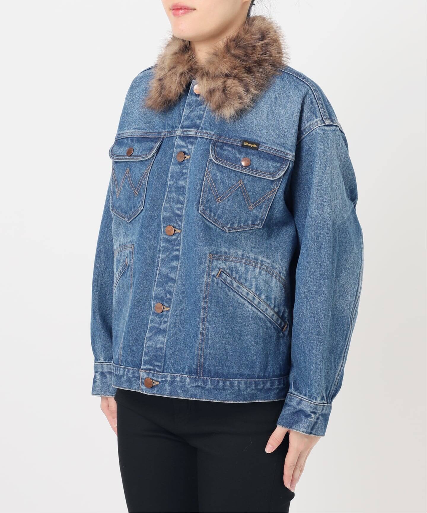 予約》別注【Wrangler*RHODOLIRION 】for JS Fur Collar J（デニム