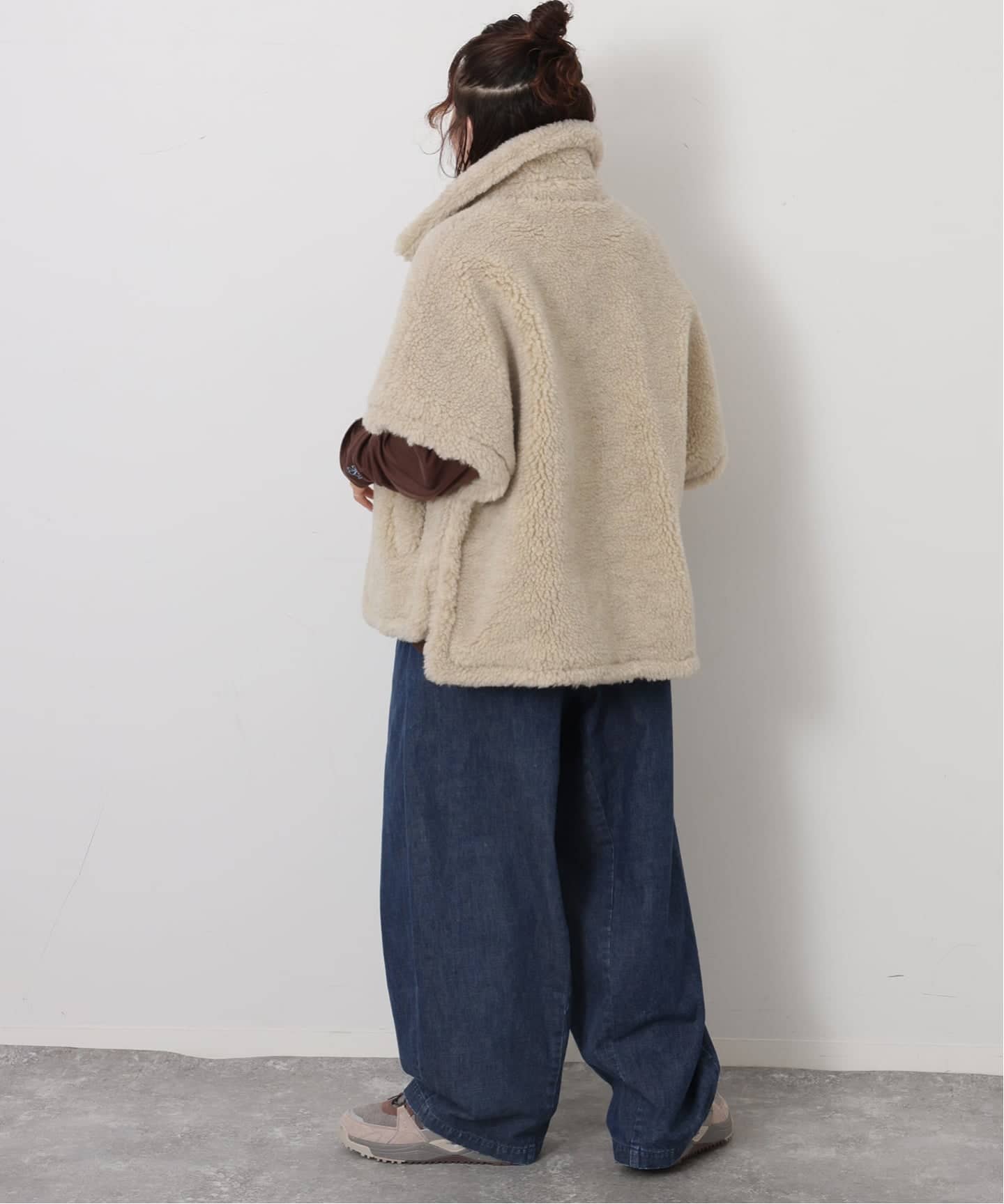 【希少】ランバン カシミヤ100% レッキスファー ベージュ ポンチョ TICCA 】WOOL ファーポンチョ（その他ブルゾン／アウター）｜journal