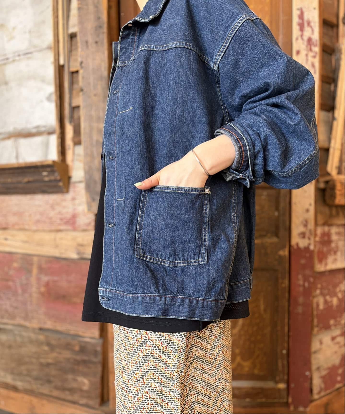 ジャケット・アウター chimala KNIT DENIM STANDCOLLAR JACKET chimala】SELVEDGE DENIM SHORT JACKET（デニムジャケット）｜journal