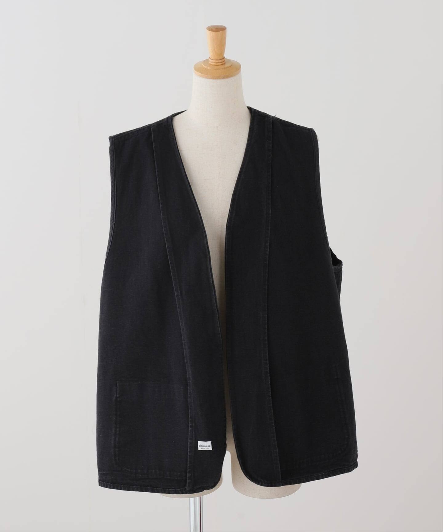 chimala CANVAS VEST ブラック chimala】DYED BLACK CANVAS VEST（ベスト）｜journal standard luxe