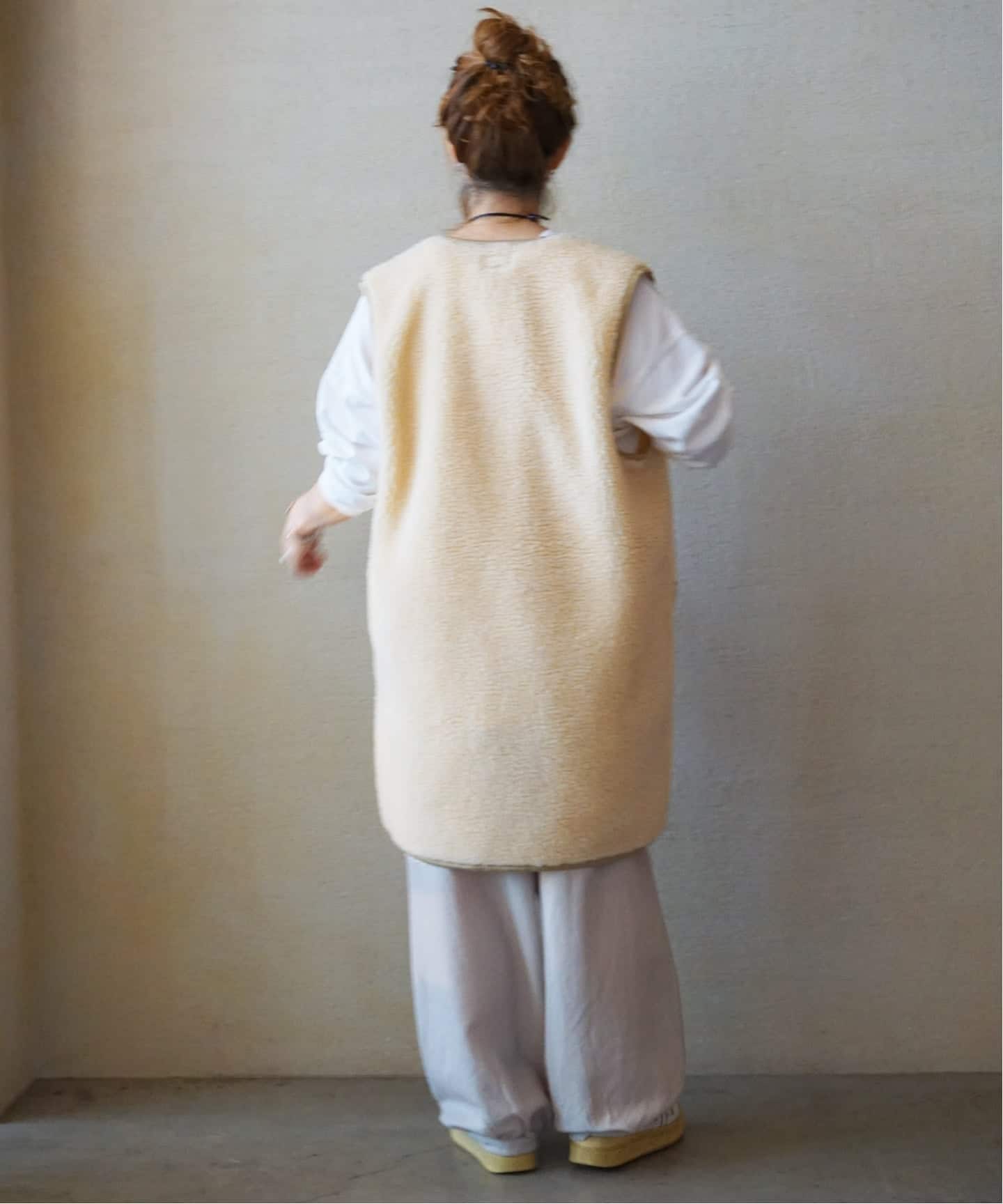 ARMEN】ZIP-UP FLEECE LONG VEST（ボア・フリース）｜journal standard