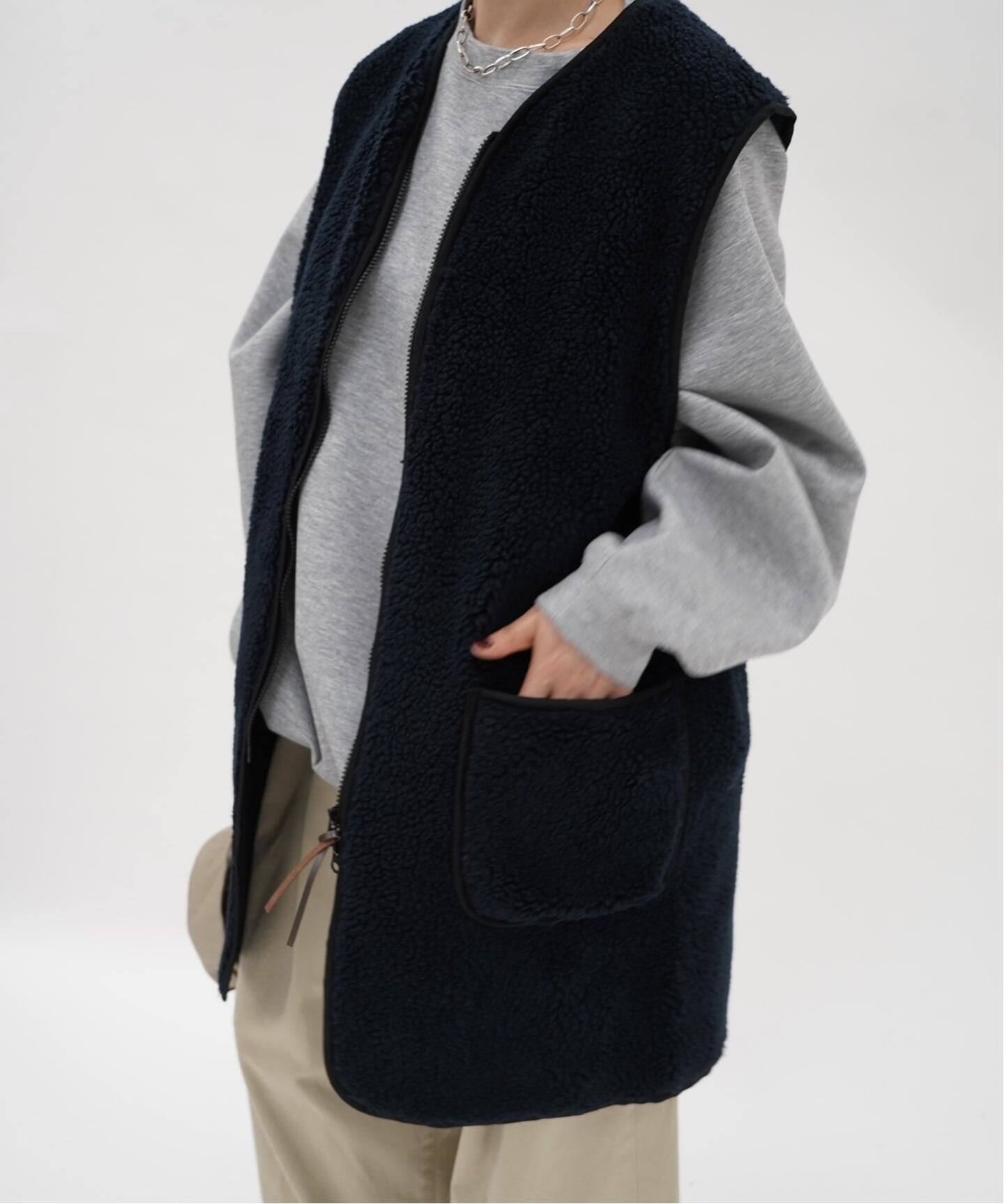 ARMEN】ZIP-UP FLEECE LONG VEST（ボア・フリース）｜journal standard