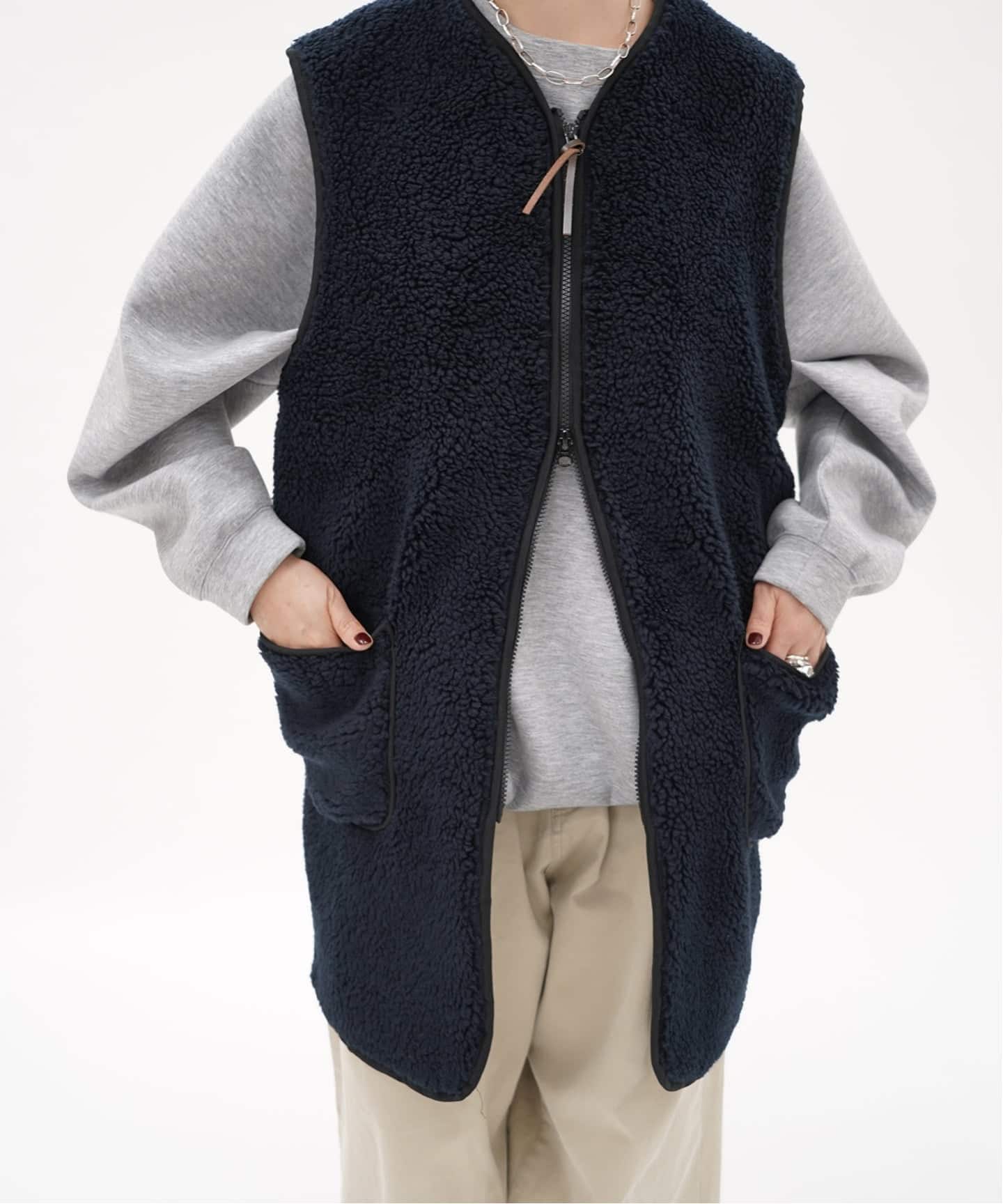 【美品】ジャーナルスタンダードラックス　ARMEN ロングベスト　リバーシブル ARMEN】ZIP-UP FLEECE LONG VEST（ボア・フリース）｜journal standard