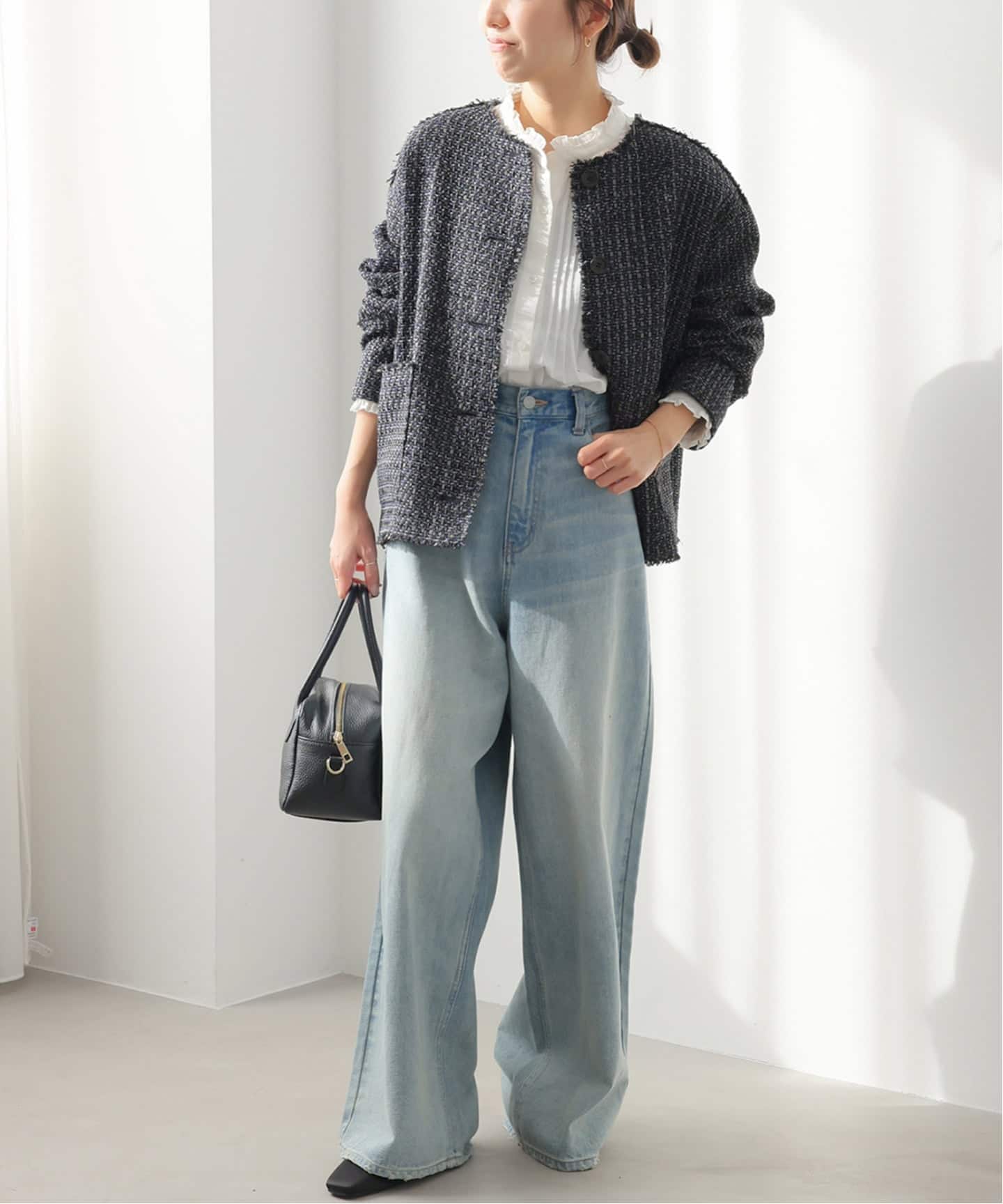 予約》［26SS新作］ノーカラーツイードブルゾン（ノーカラージャケット