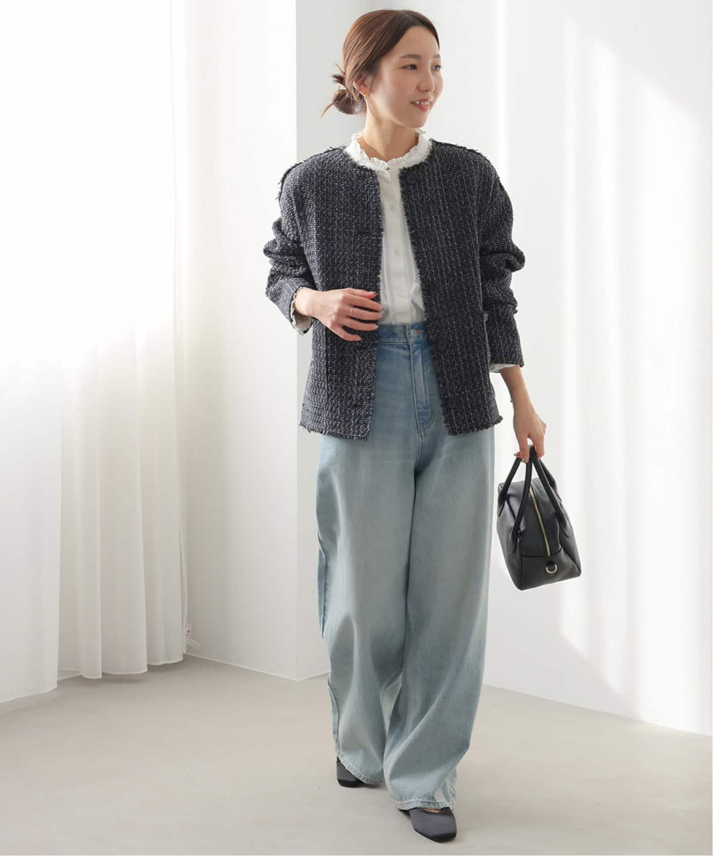 予約》［26SS新作］ノーカラーツイードブルゾン（ノーカラージャケット