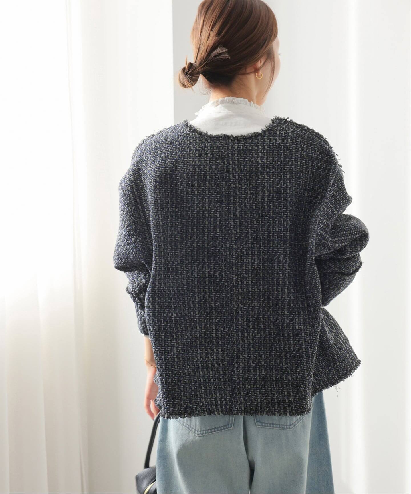 26SS新作］ノーカラーツイードブルゾン（ノーカラージャケット