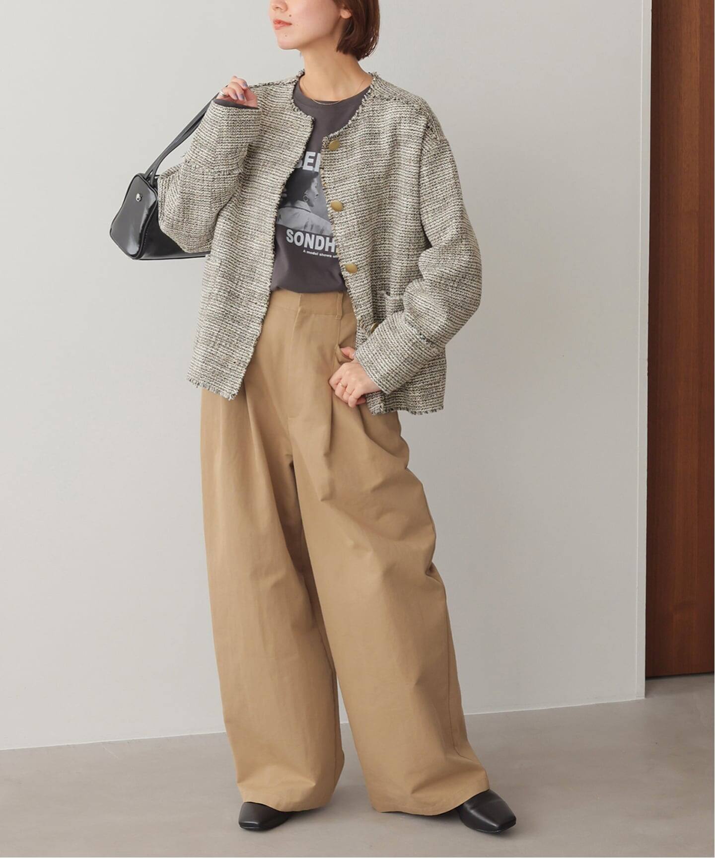 26SS新作］ノーカラーツイードブルゾン（ノーカラージャケット