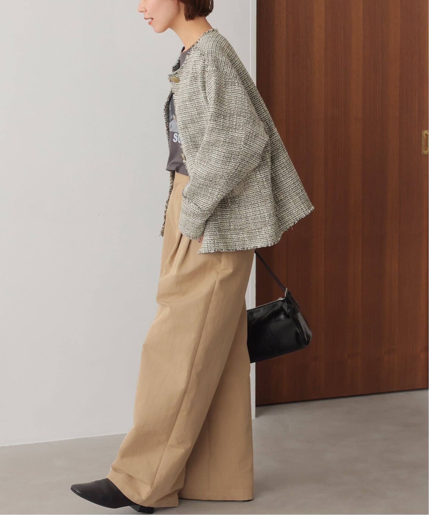 26SS新作］ノーカラーツイードブルゾン（ノーカラージャケット