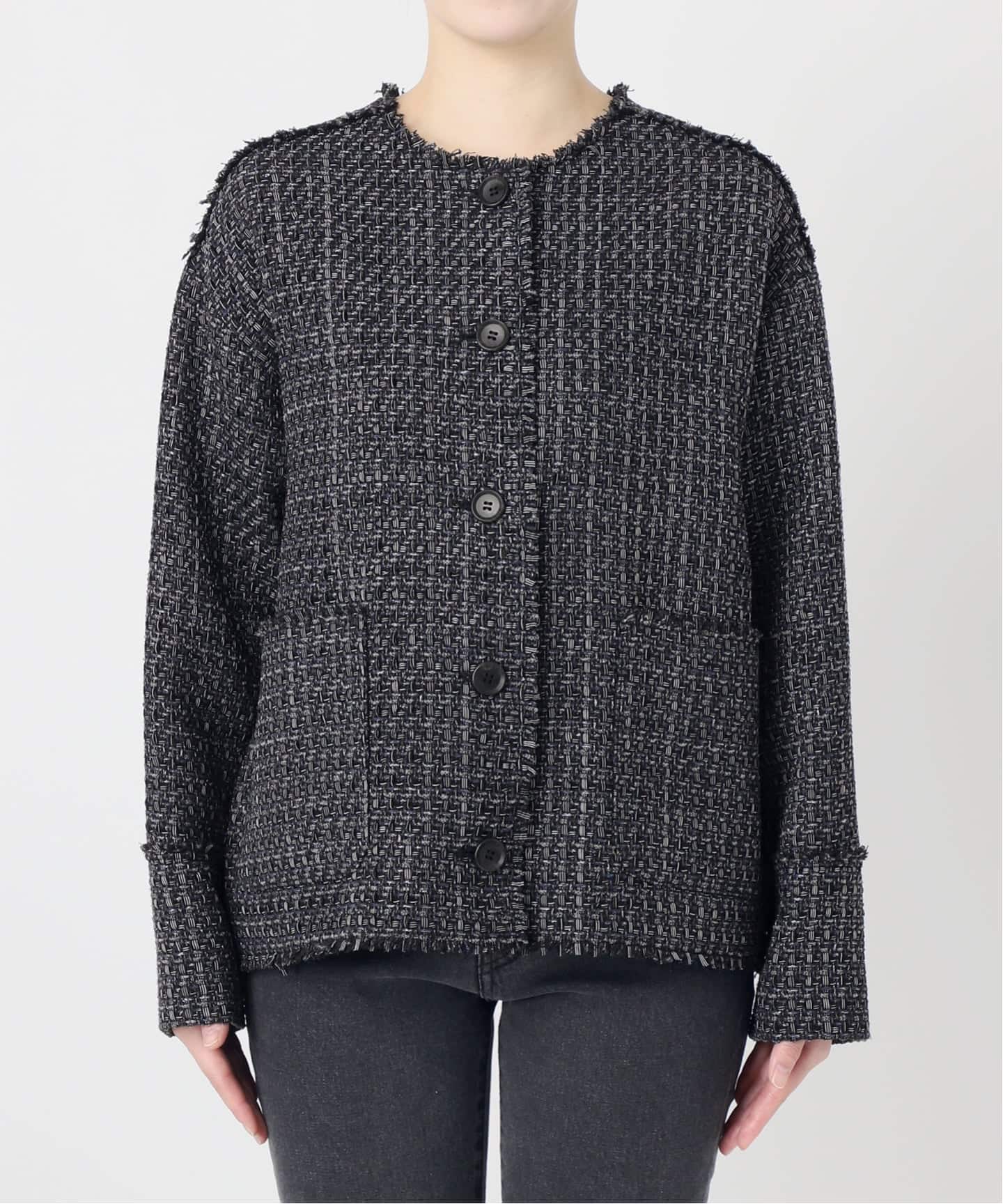 26SS新作］ノーカラーツイードブルゾン（ノーカラージャケット