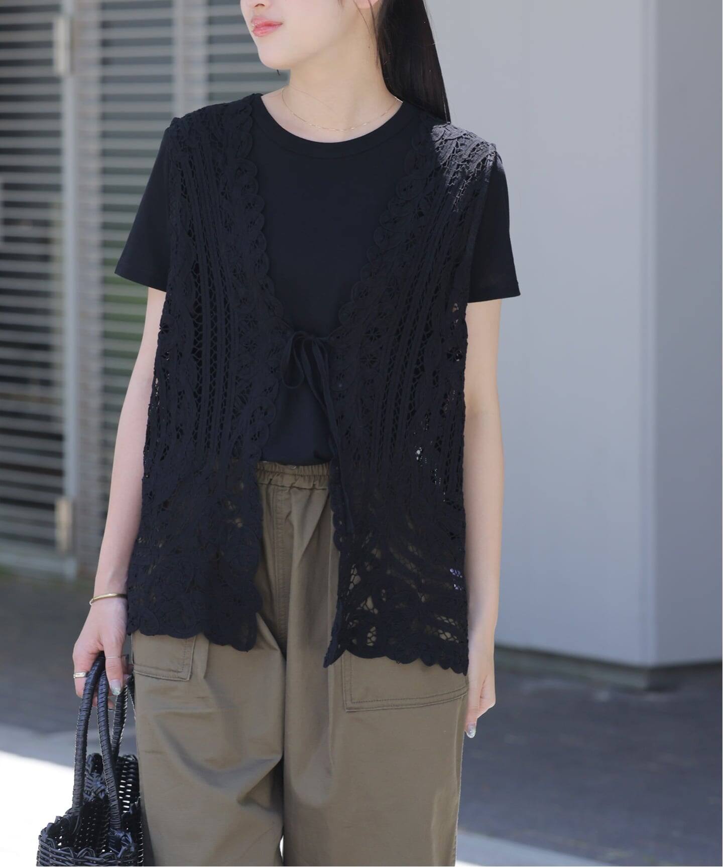 JOURNAL STANDARD relume レースジレ ブラック☆新品未着用 バテンレースジレ（ジレ）｜JOURNAL STANDARD relume（ジャーナル