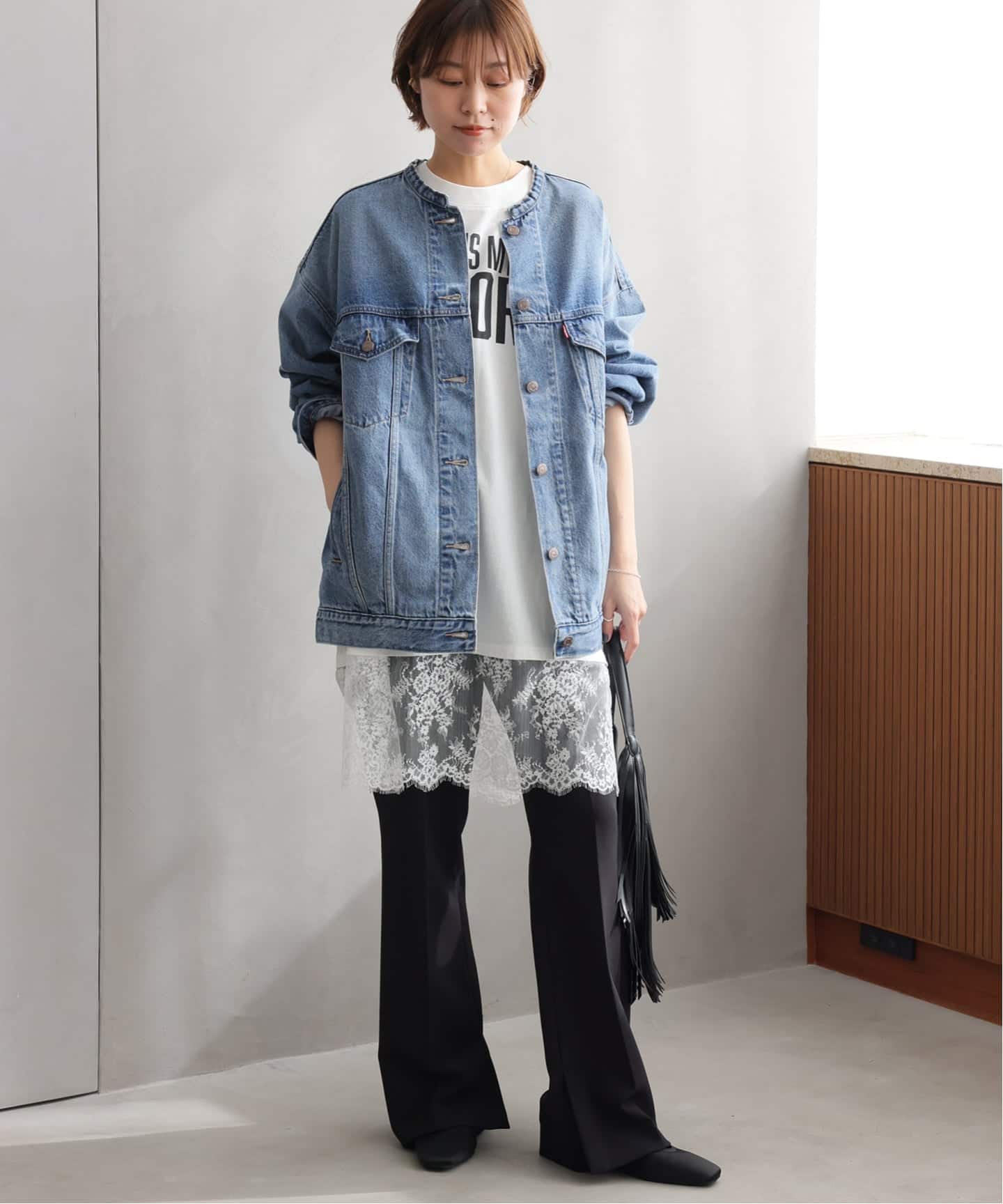 予約》［26SS新作］別注【LEVI'S】COLLARLESS XL TRUCKER：デニム