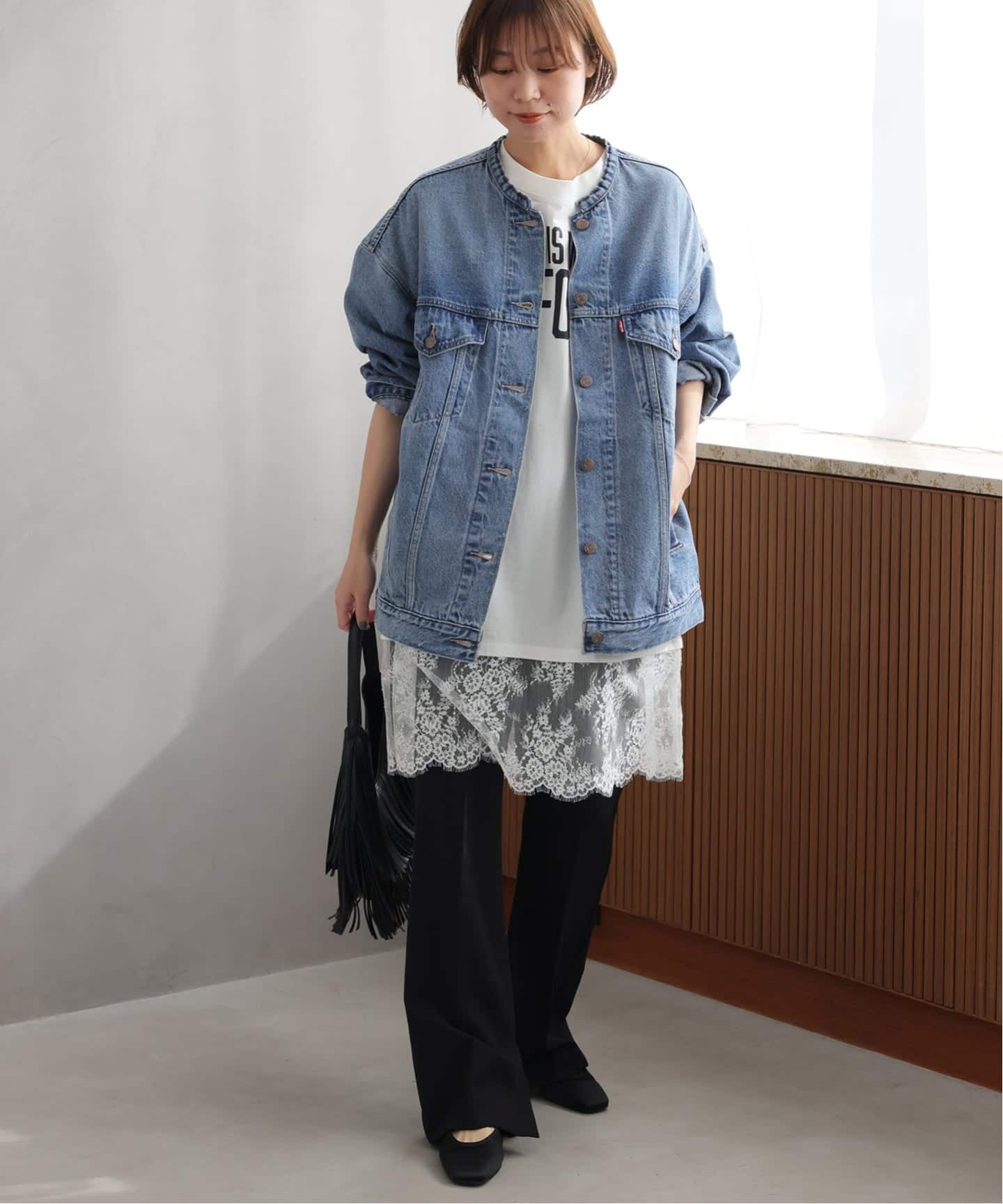 予約》［26SS新作］別注【LEVI'S】COLLARLESS XL TRUCKER：デニム